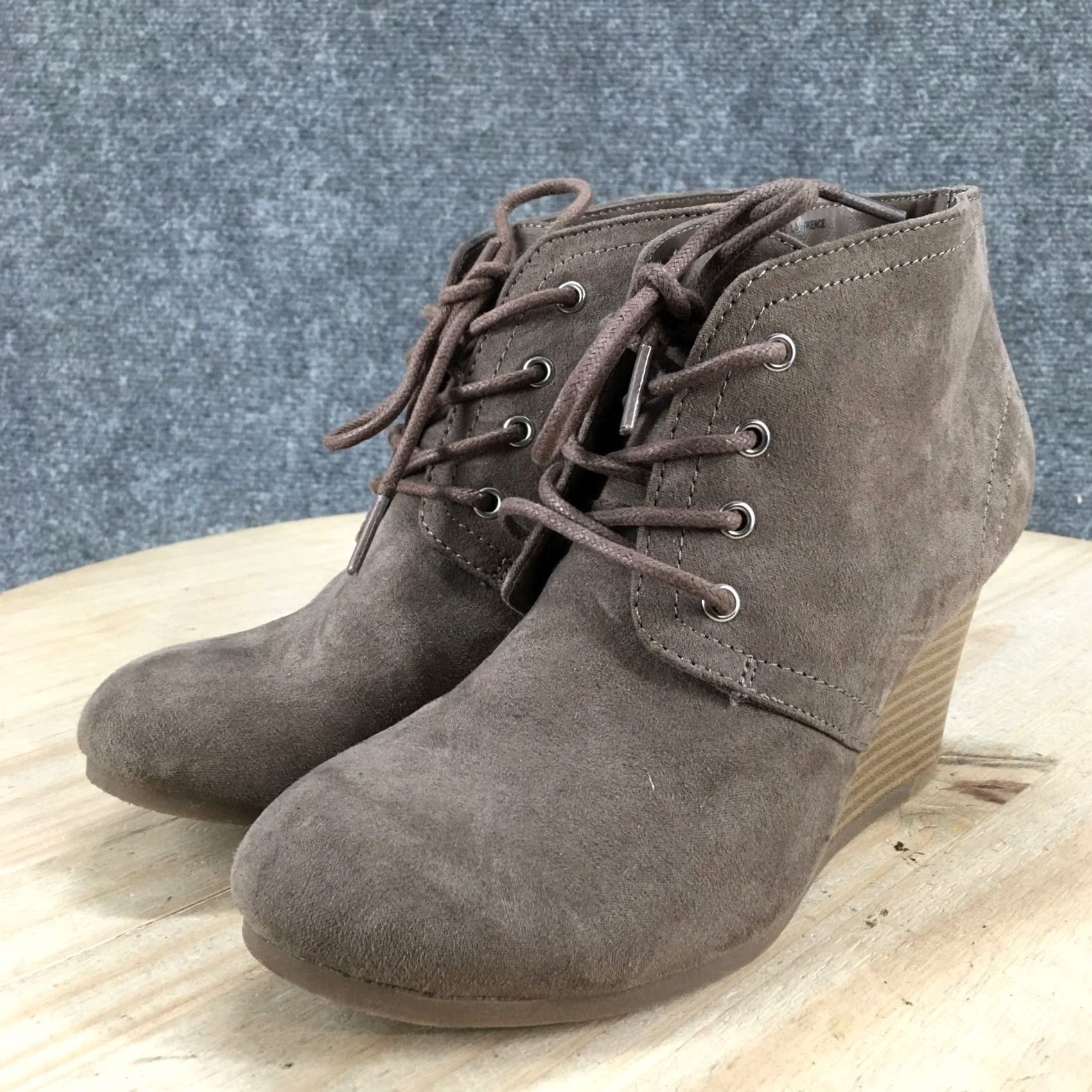Vintage Arizona Boots Womens 6.5 M Larence Chukka Brown Faux Suede Wedge Lace Up Shoes Size US 7 / IT 37 - 7 Thumbnail