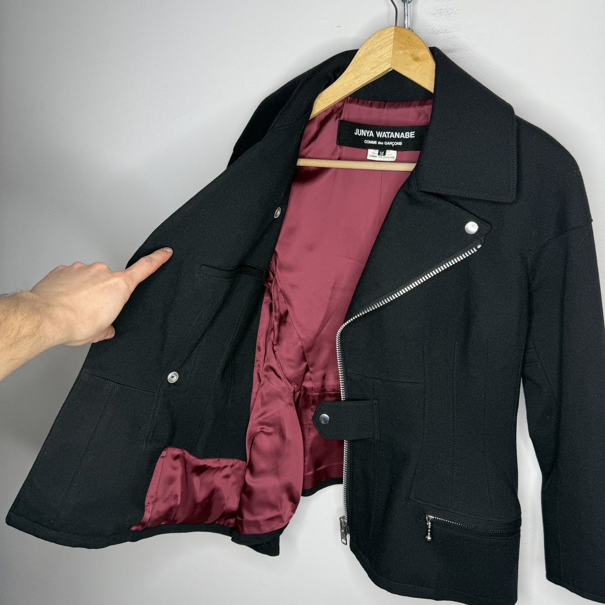 Comme des Garcons JUNYA WATANABE COMME des GARCONS Riders Jacket Black Wool Size M / US 6-8 / IT 42-44 - 6 Thumbnail