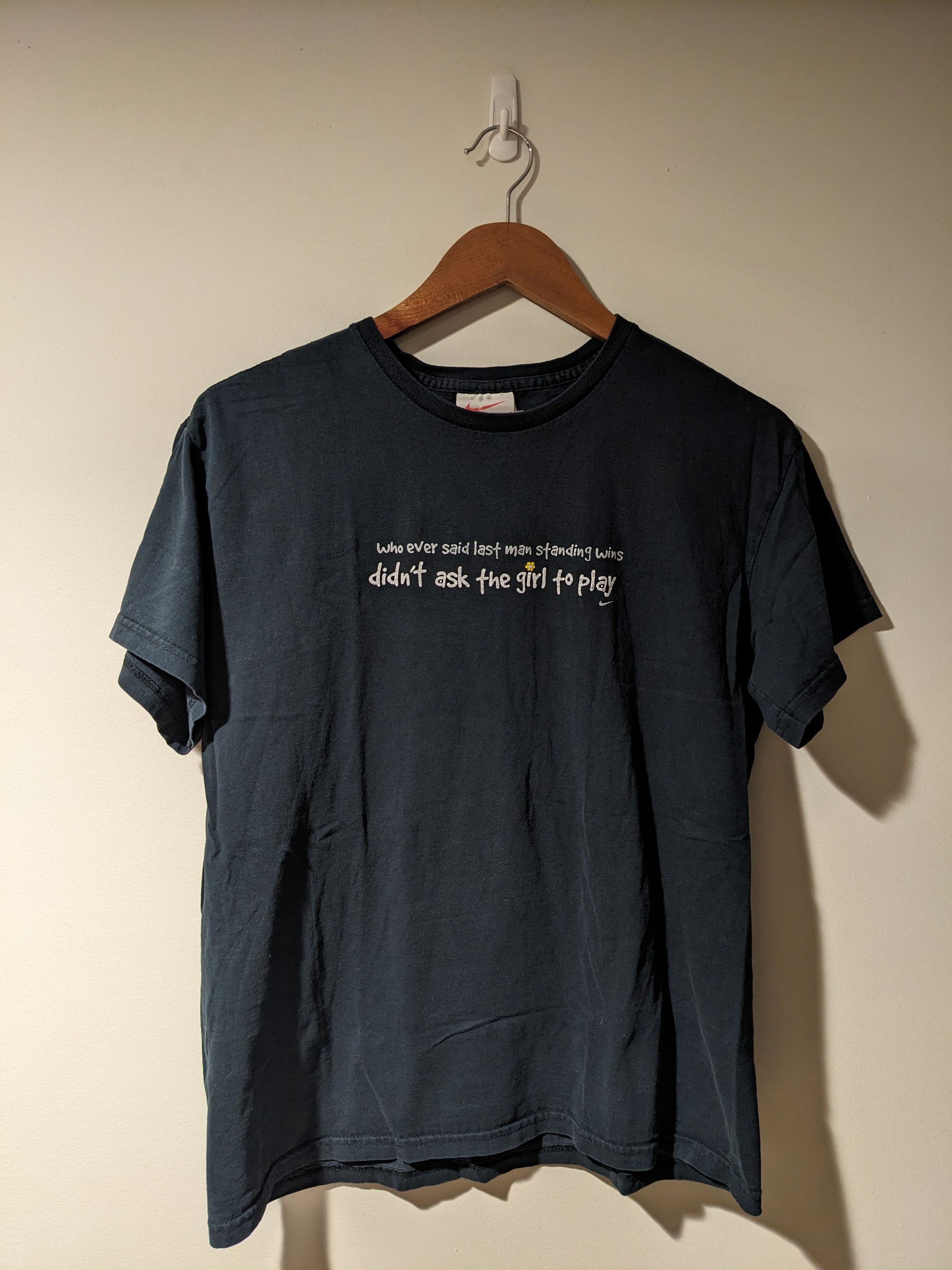 Nike × Vintage Vintage 90s Nike Whoever Said Last Man Womans Large T-Shirt Size L / US 10 / IT 46 - 1 Thumbnail