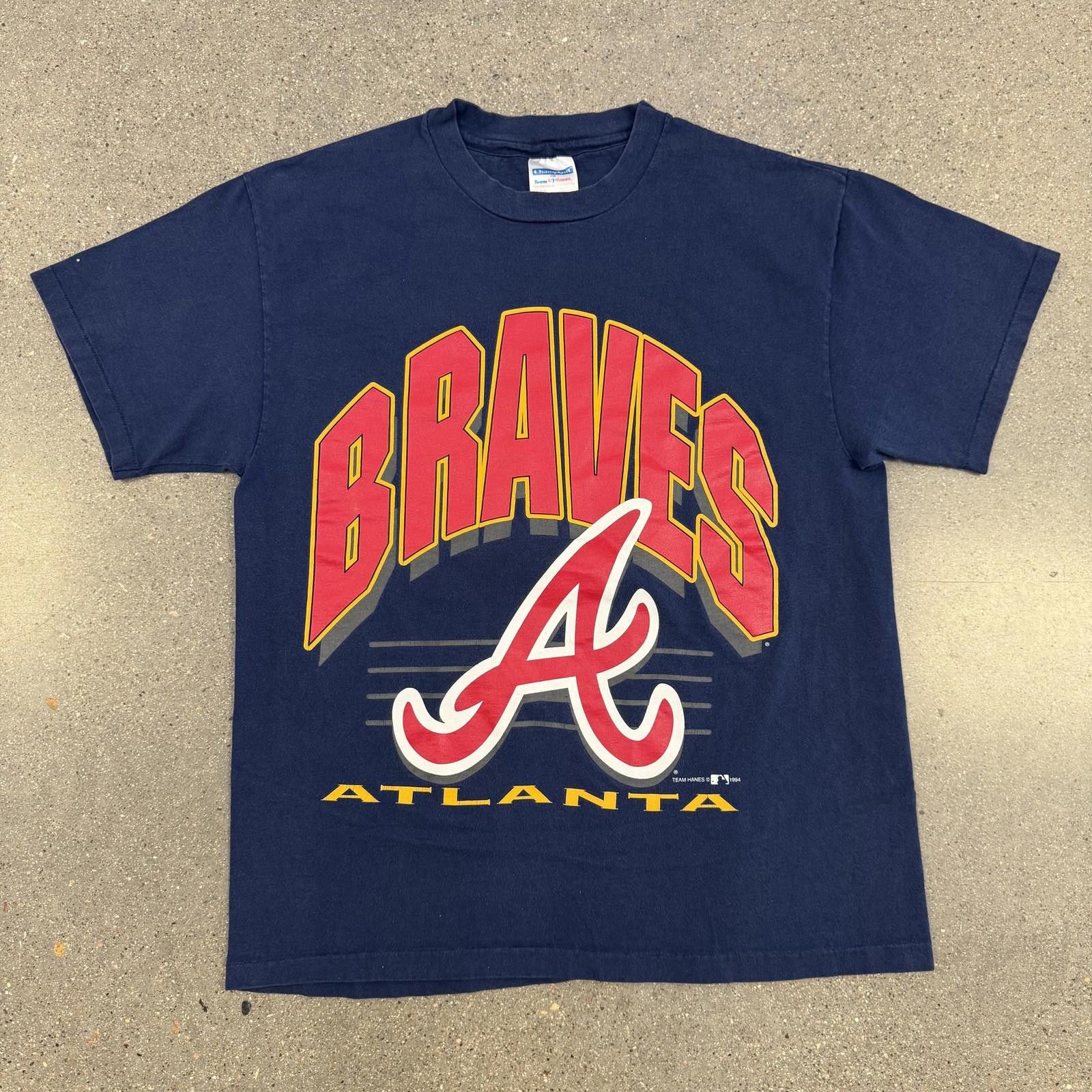 Hanes Vtg 90s Atlanta Braves Shirt Mens L MLB Baseball 100% Cotton Size ONE SIZE - 1 Thumbnail