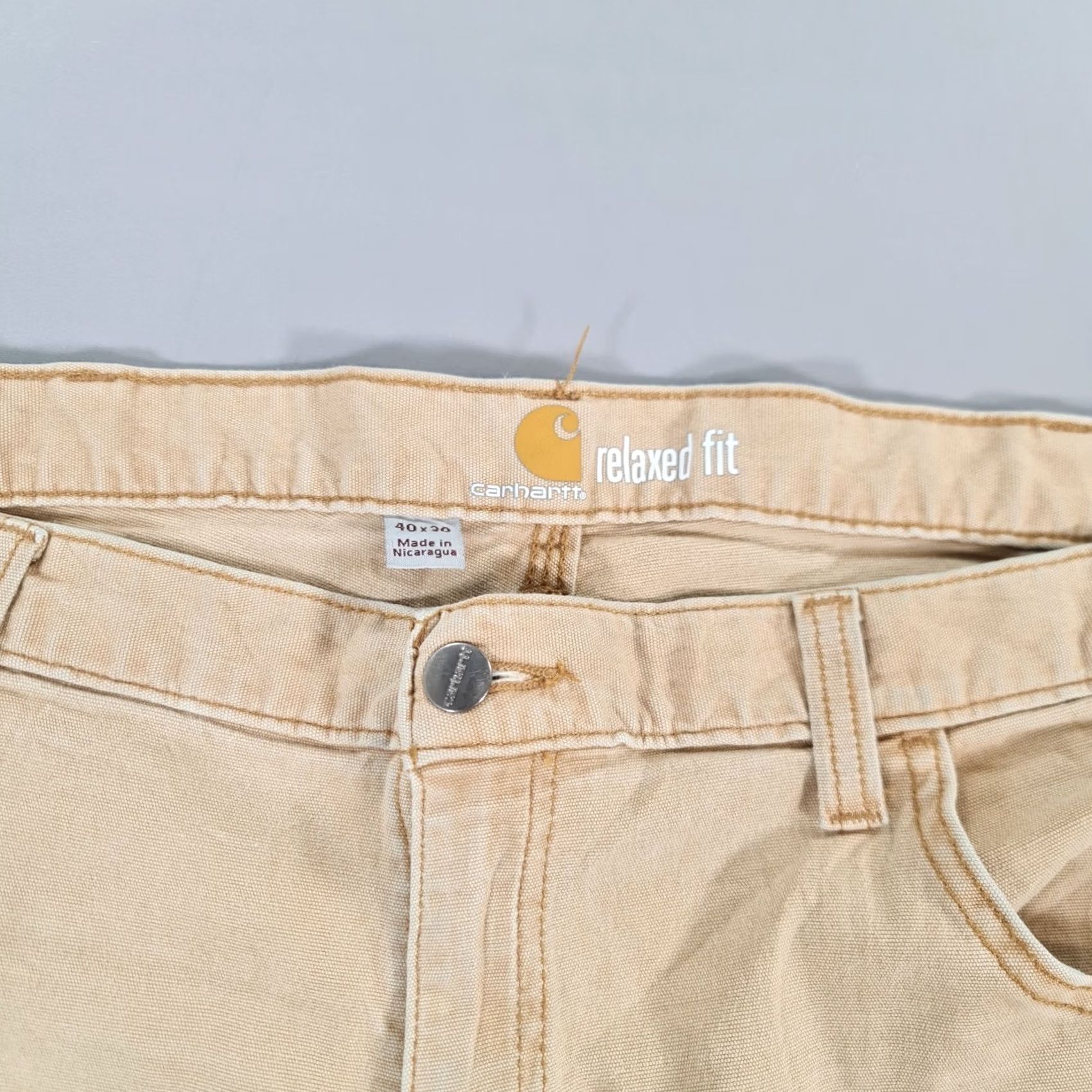 Carhartt VINTAGE Carhartt Mens Trousers Beige W30 L30 Rugged Flex Relaxed Fit Canvas Pants 102517 Size US 40 / EU 56 - 3 Thumbnail