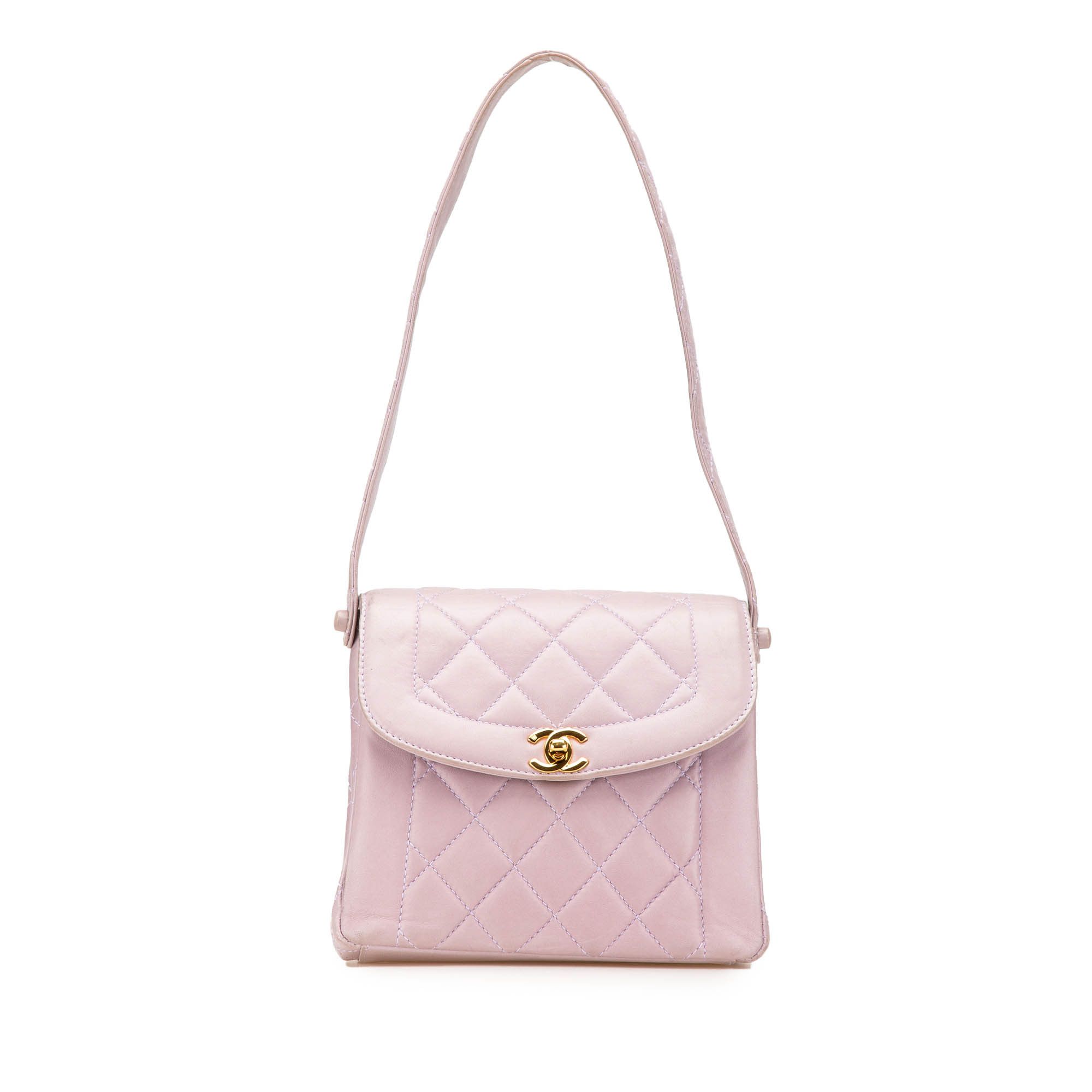 Chanel Cc Quilted Lambskin Diana Flap Shoulder Bag in Pink, Women's