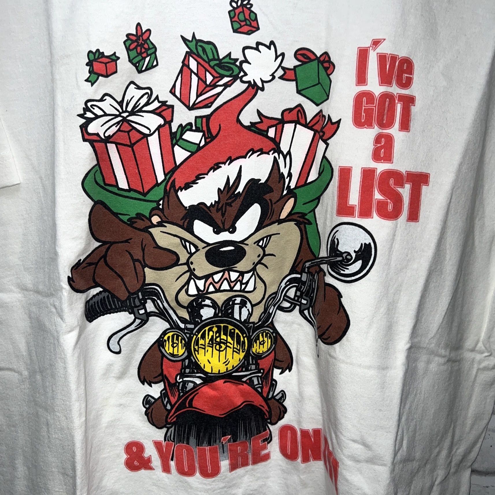 Vintage VTG 1999 Looney Tunes Ive Got A List Graphic T-Shirt Mens XL White Size US XL / EU 56 / 4 - 2 Thumbnail