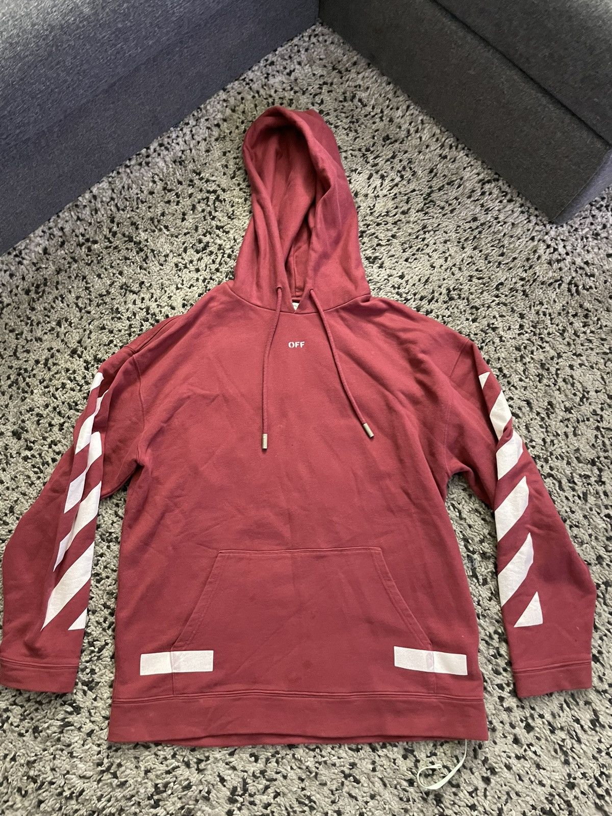 Maroon off white store hoodie