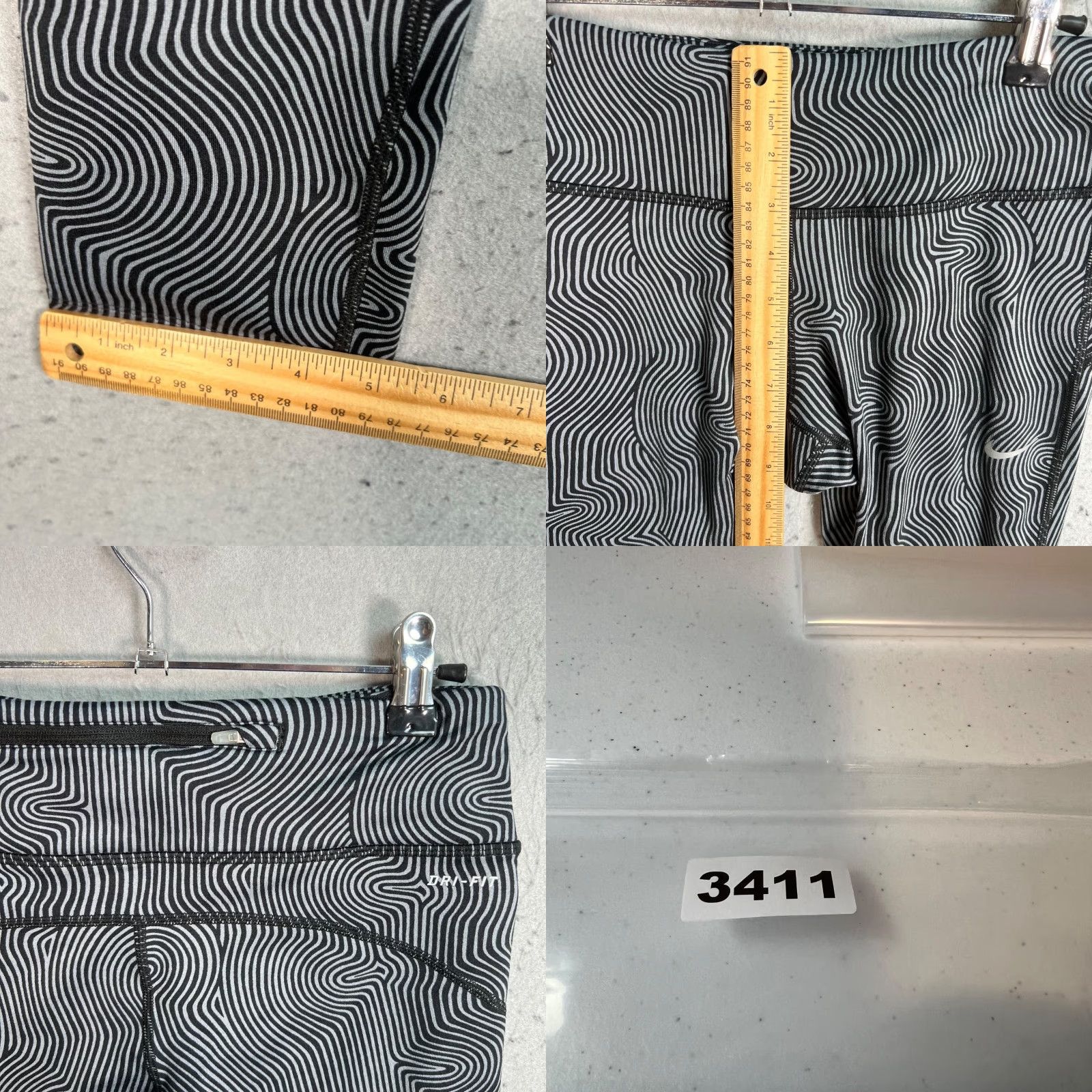 Nike Nike Dri-Fit Womens Small Grey Geometric Print Running Leggings 3/4 Length Athletic Shirt? Size 28" / US 6 / IT 42 - 8 Thumbnail