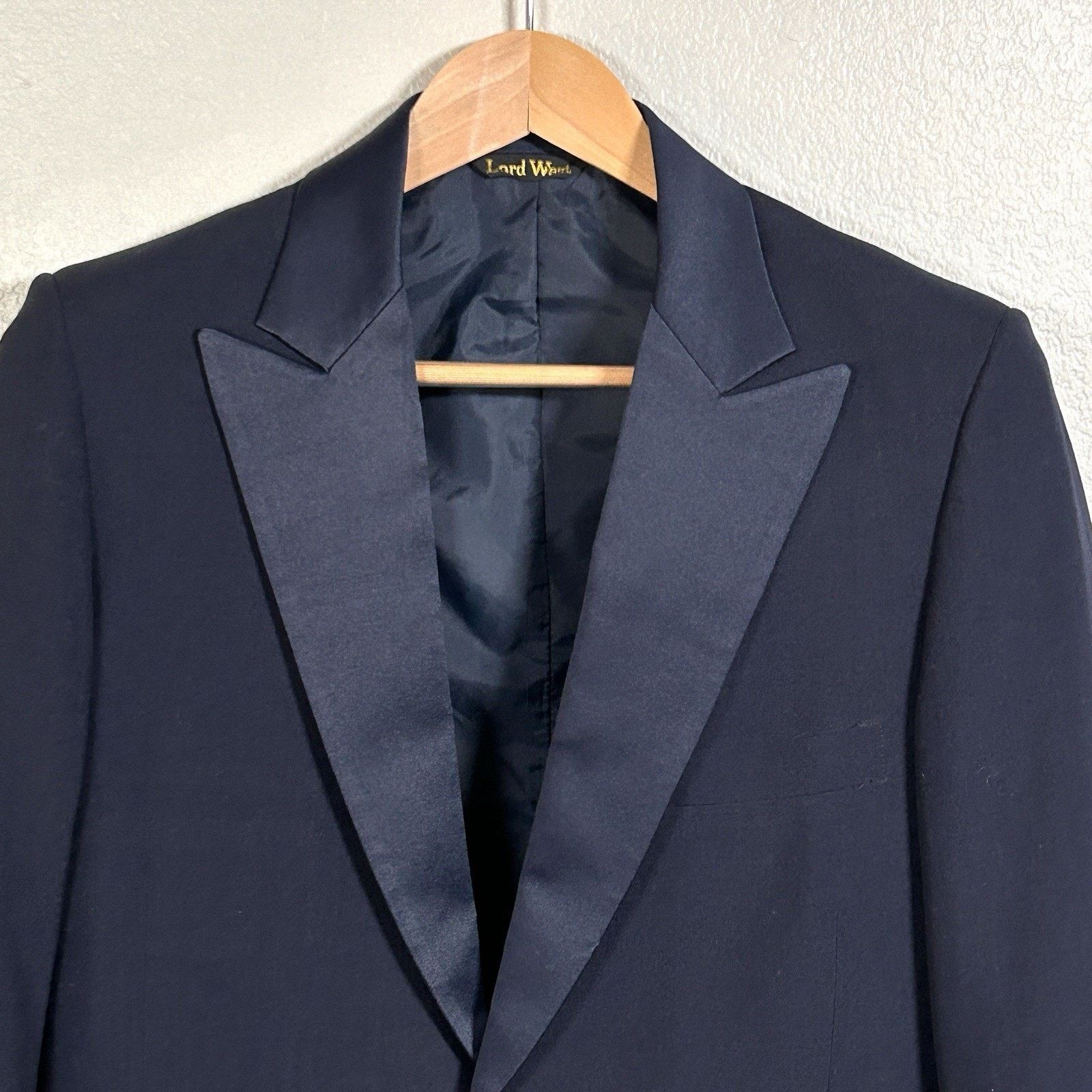 Other Vintage 90s Lord West Navy Tuxedo Jacket Blazer Mens 37R Size 36R - 3 Thumbnail