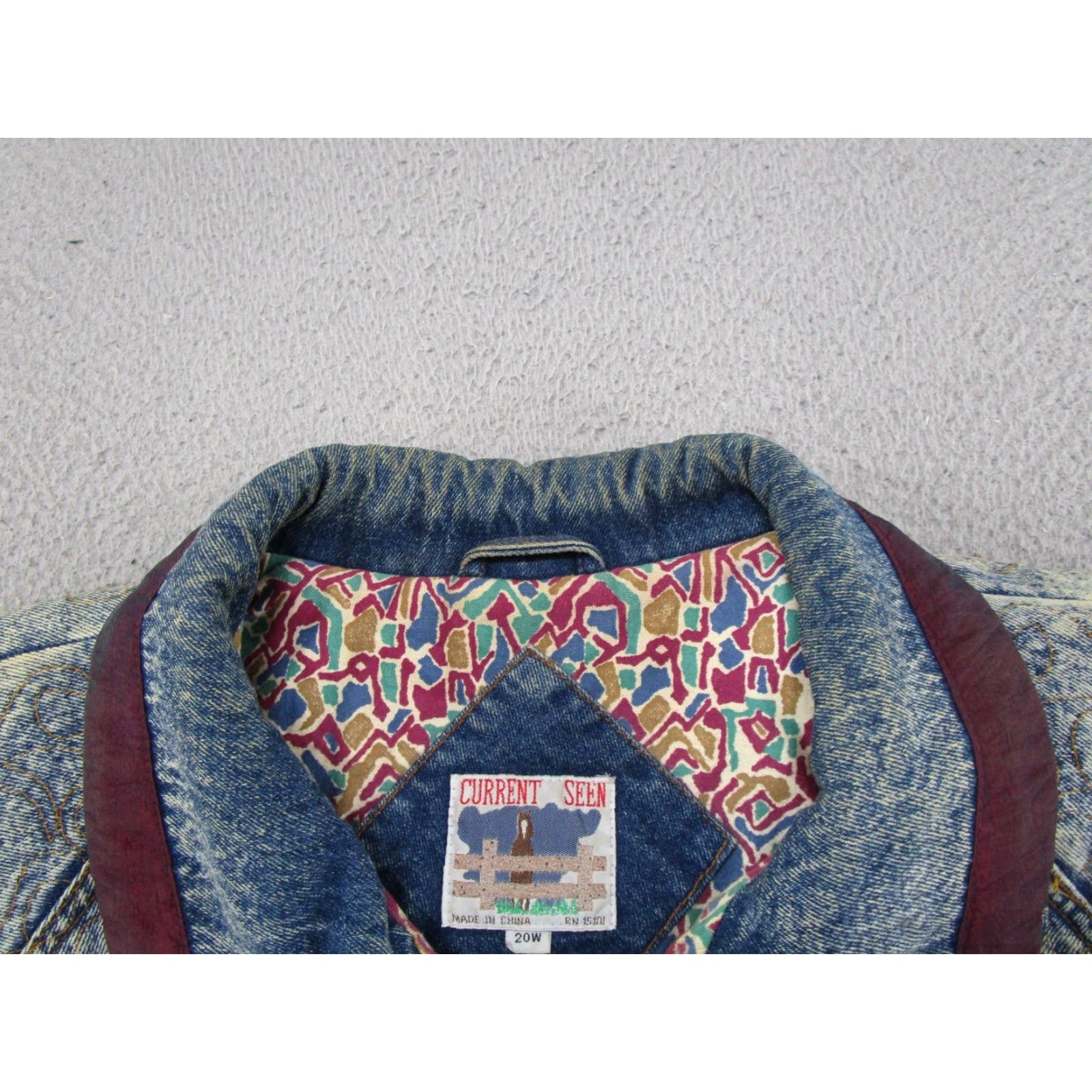 Vintage VINTAGE Current Seen Blue Denim Western Plaid Jacket Women 20W Mid-Length 3/4 Sleeve Button Lined Pockets Knit? Size 3XL / US 20-22 - 3 Thumbnail