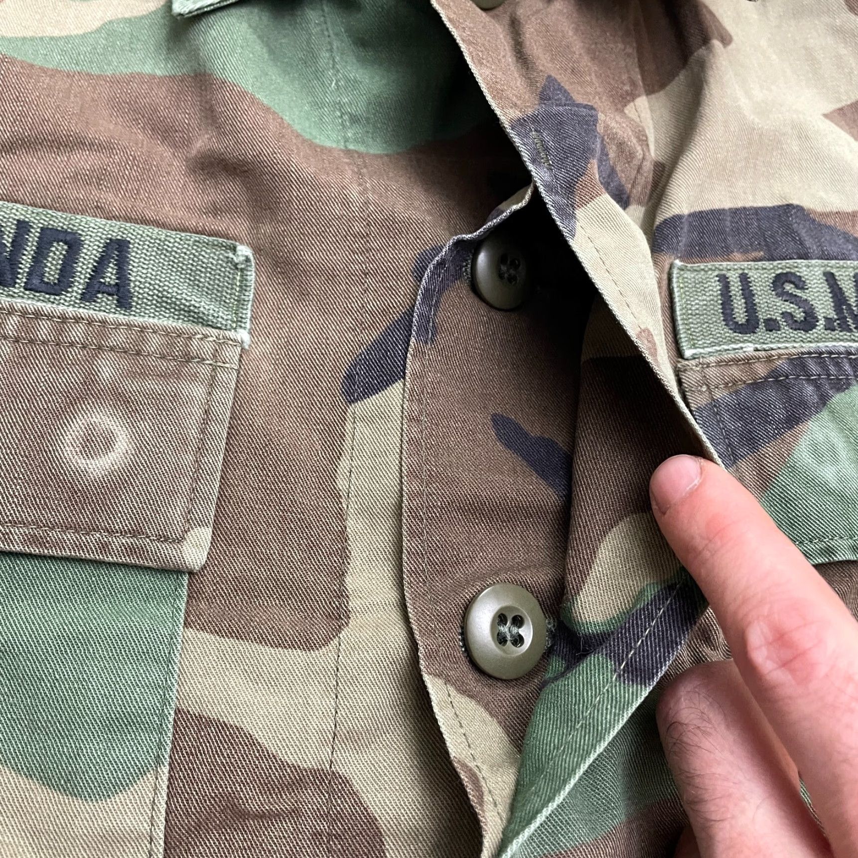Vintage US Marine Army Military Jacket Mens Small Green Camouflage Button Down Size US 29 - 5 Thumbnail