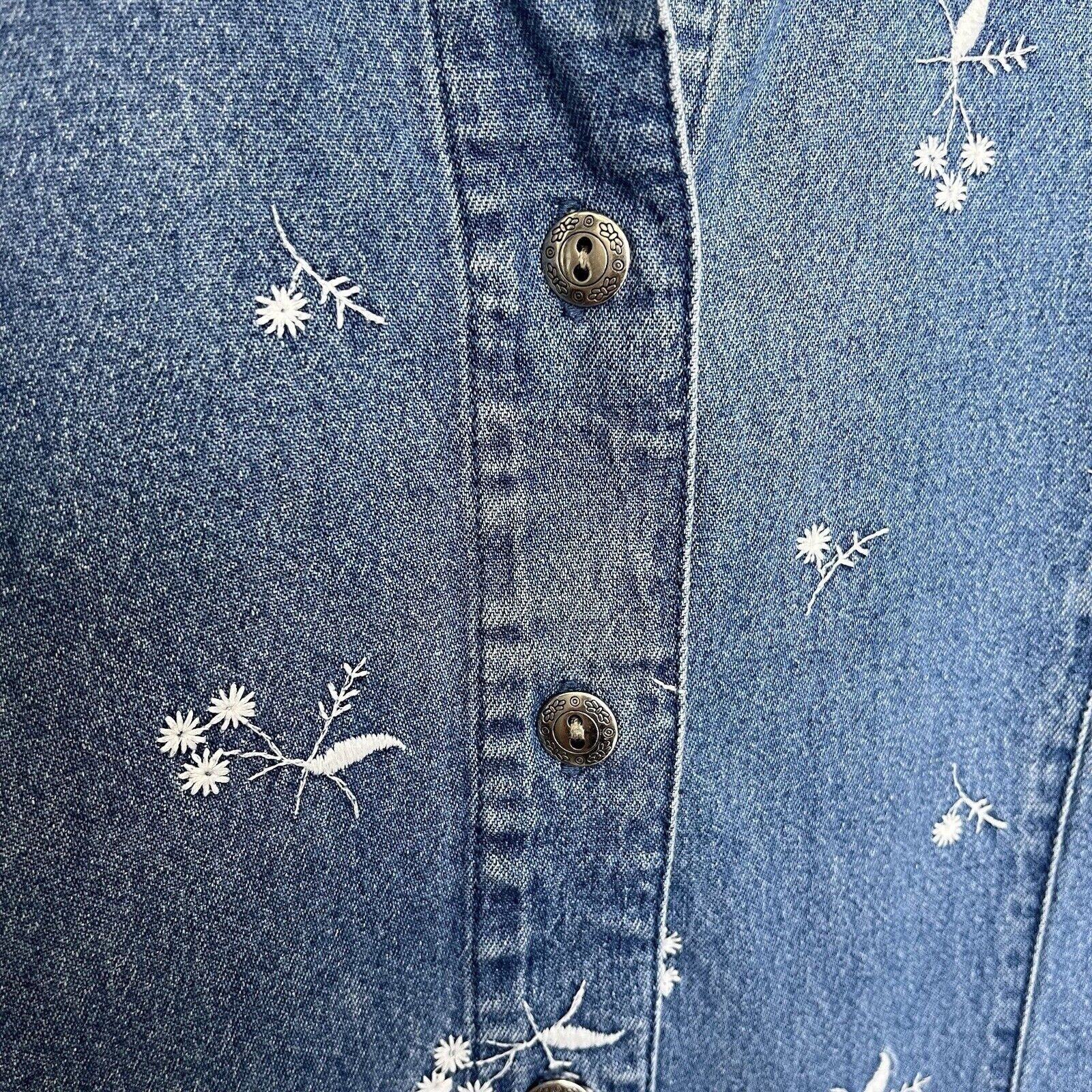 Vintage Vintage Y2K Jean Floral Embroidered Maxi Dress Medium Size M / US 6-8 / IT 42-44 - 7 Thumbnail
