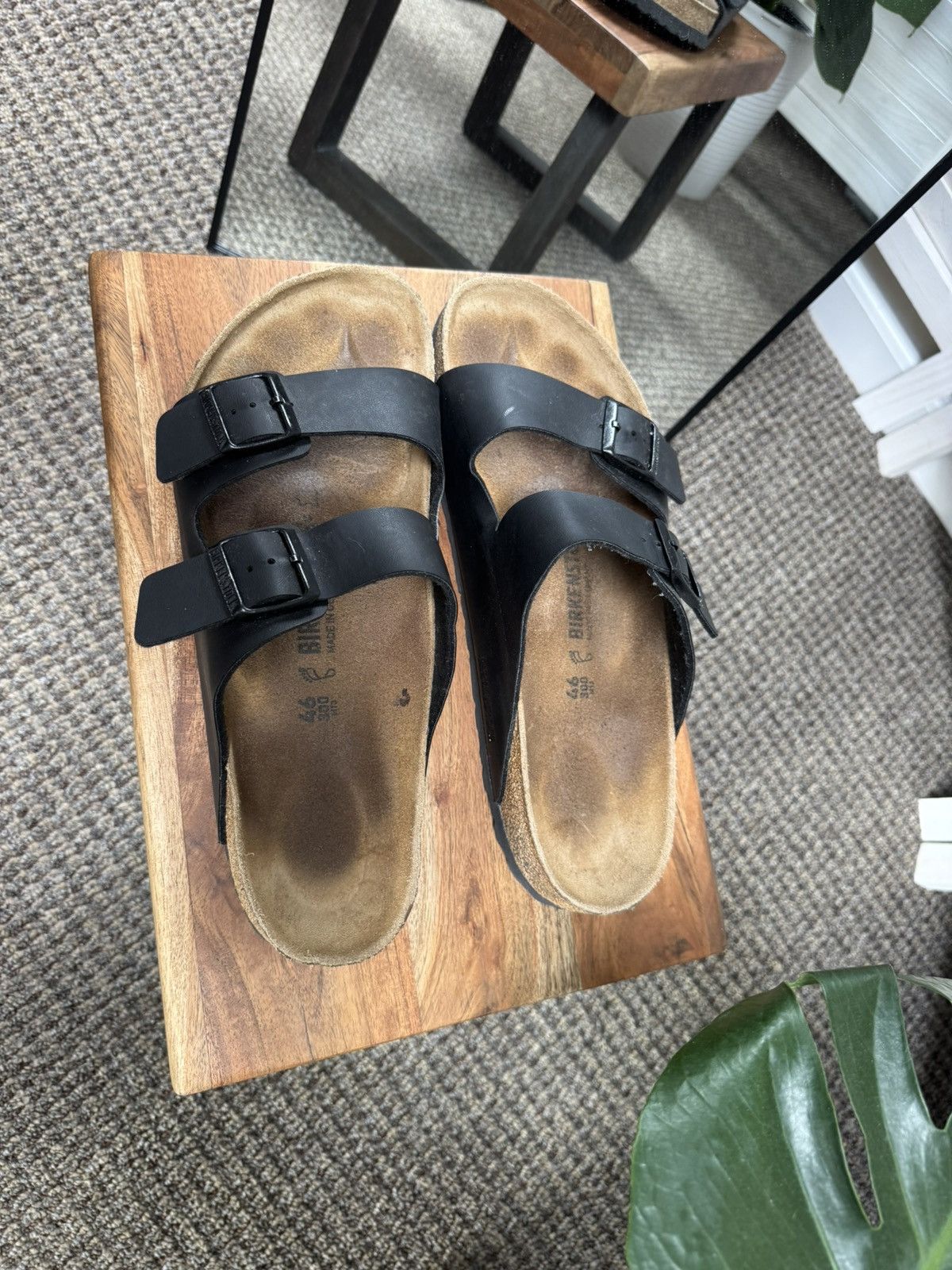 Birkenstock Men’s Leather Sandals Birkenstock Arizona Black Size:12 Size US 12 / EU 45 - 10 Thumbnail