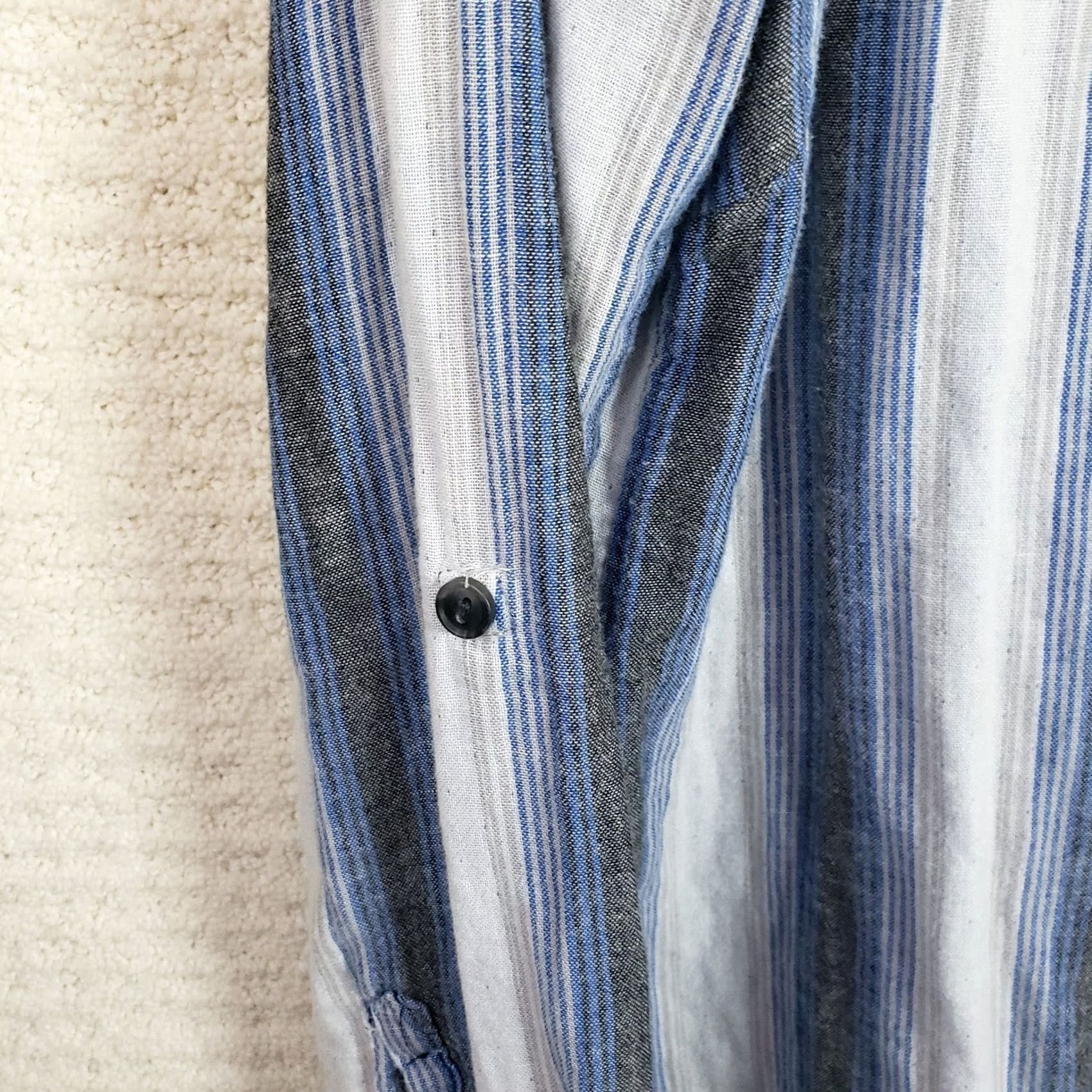 Vintage Boston Traders Flannel Pullover Shirt Women's L Blue Hooded Striped Long Sleeve Size L / US 10 / IT 46 - 6 Thumbnail