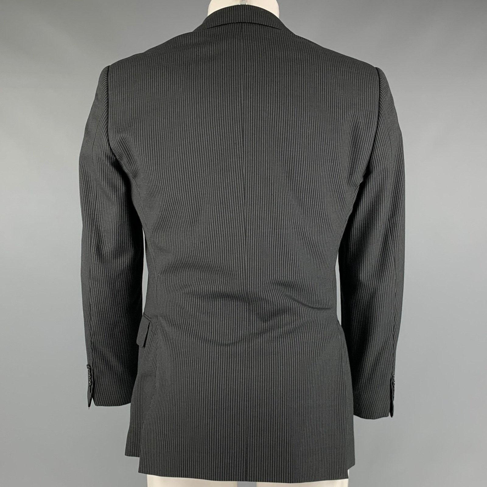 Ralph Lauren RALPH LAUREN Black Grey Pinstripe Wool Single Breasted Sport Size 38R - 3 Thumbnail