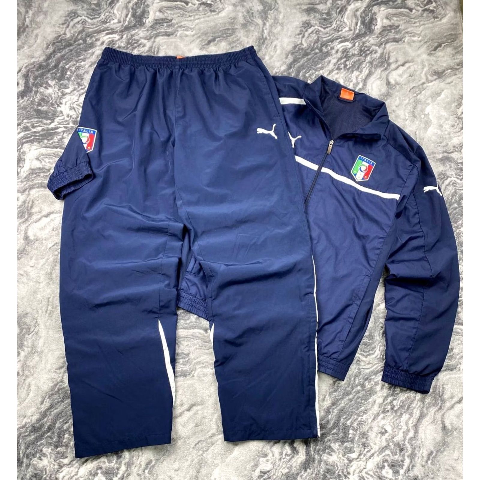Puma VINTAGE PUMA Tracksuit Jacket And Pants 2 Piece Set XL Men Blue Logo Zip Long Sleeve Polyester Size 46R - 2 Thumbnail