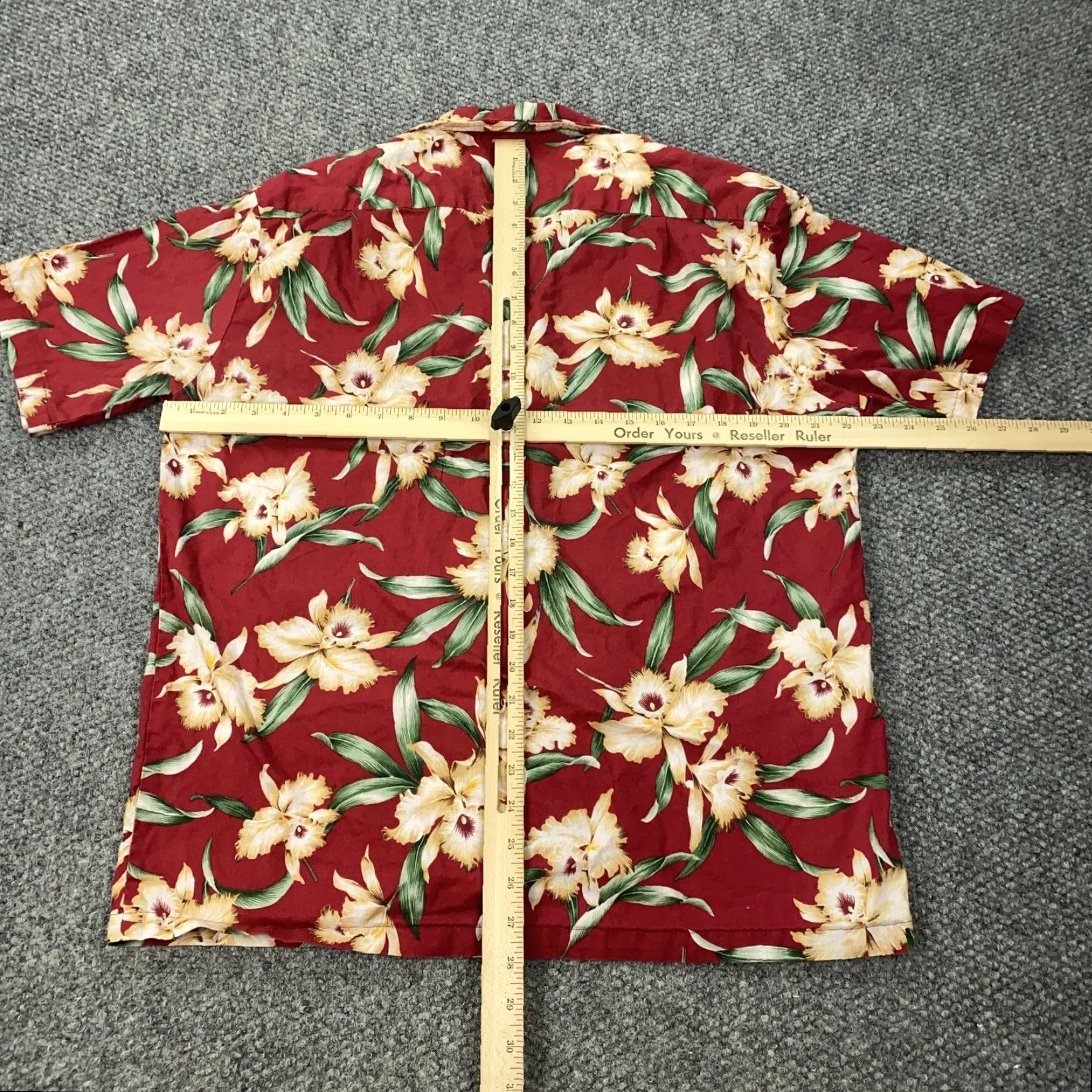 ALOHAS VINTAGE Howie Hawaiian Shirt Mens Large Short Sleeve Aloha Floral Cotton Tropical Red Yellow Orchid 90s Mens Size US L / EU 52-54 / 3 - 6 Thumbnail