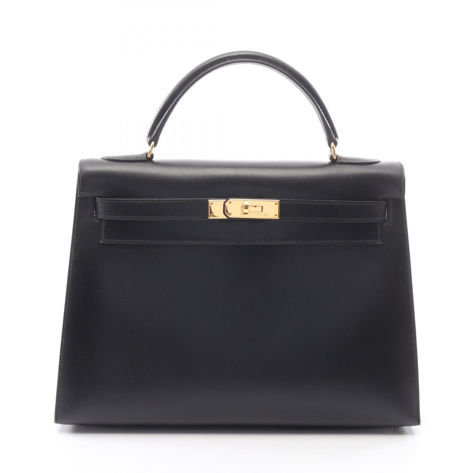 Hermes Hermes Kelly 32, 2-way handbag, calfskin (box calf leather), black. Size ONE SIZE - 1 Thumbnail