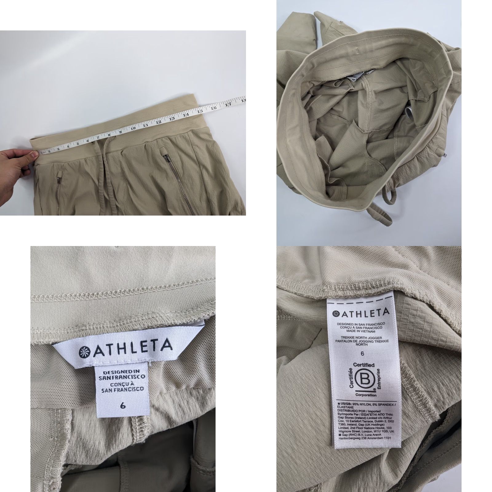 Athleta Athleta Jogger Pant - Trekkie - Women - Size 6 - Beige - Nylon Blend - Drawstring - Activewear Jogger - Regular - Tapered - 405726 - Women’s Size 28" / US 6 / IT 42 - 8 Thumbnail