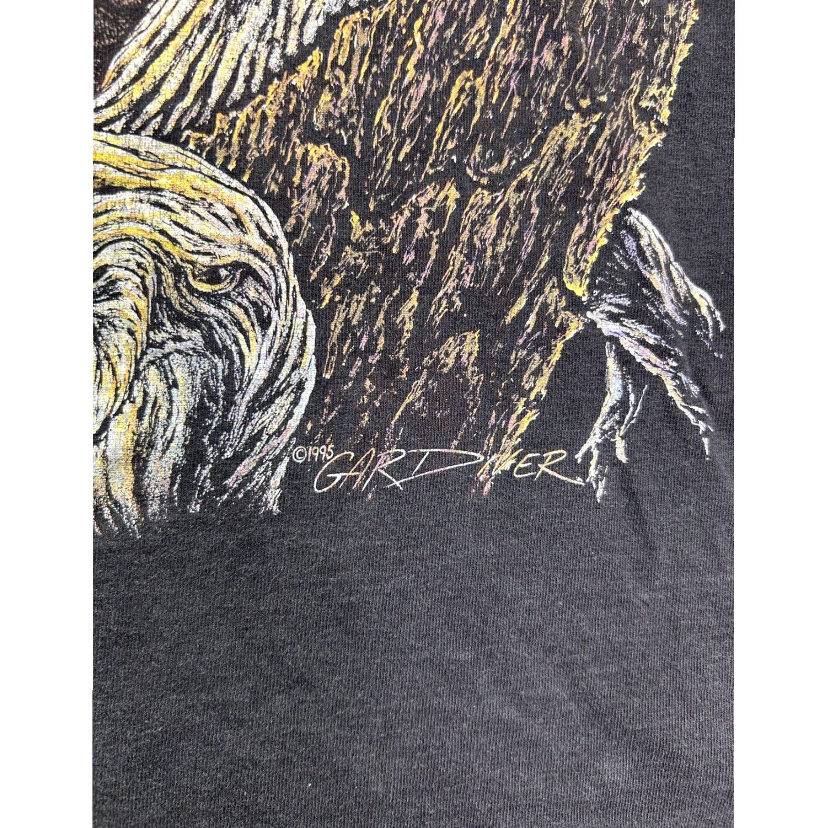Tultex VINTAGE Bald Eagle AOP T Shirt Tultex Large Toronto Canada USA Made Shirt Mens L Black 90s Outdoor Animals Graphic Print USA Made Size US L / EU 52-54 / 3 - 5 Thumbnail