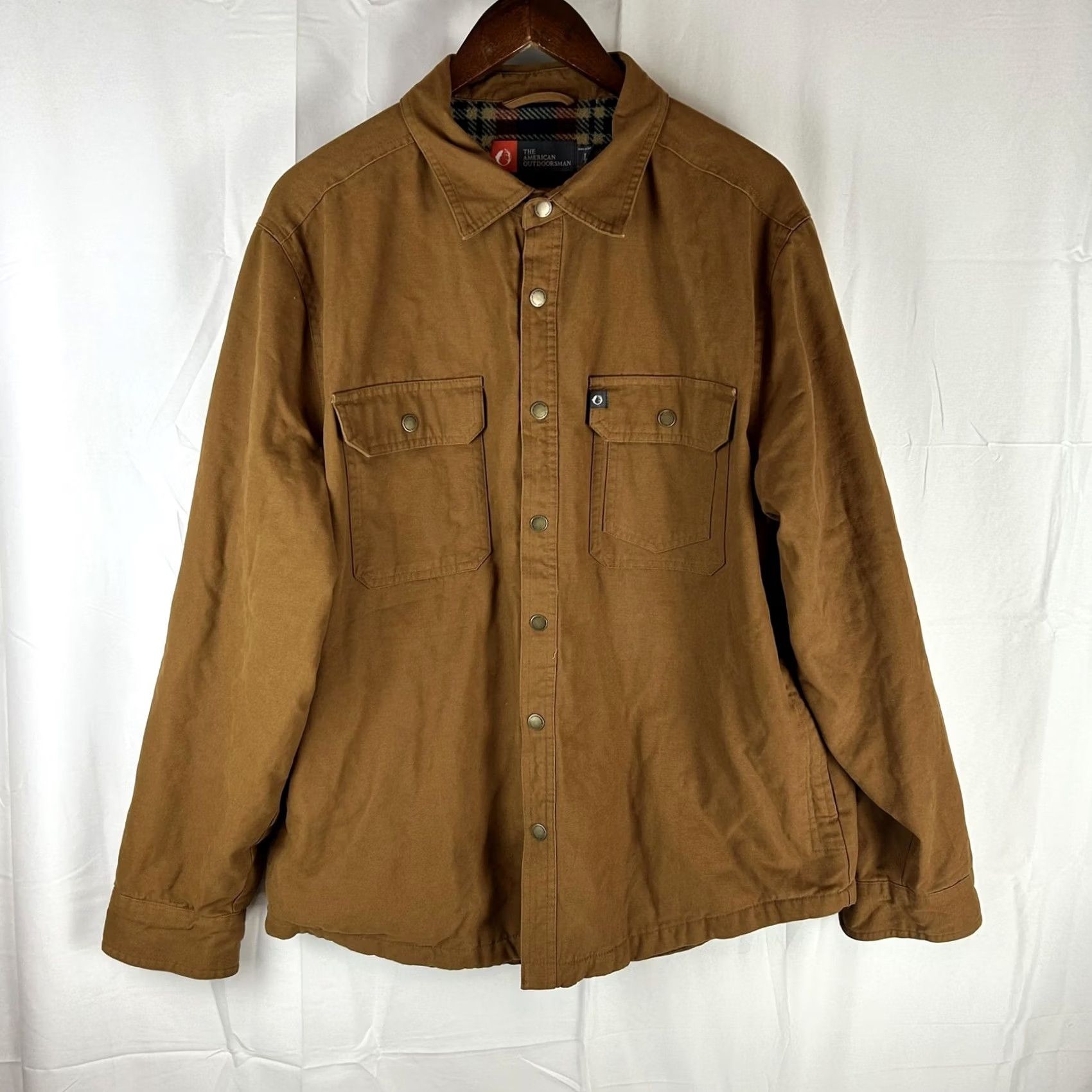 Vintage The American Outdoorsman Jacket Mens L Brown Canvas Fleece Lined Snap Front Size US L / EU 52-54 / 3 - 2 Thumbnail