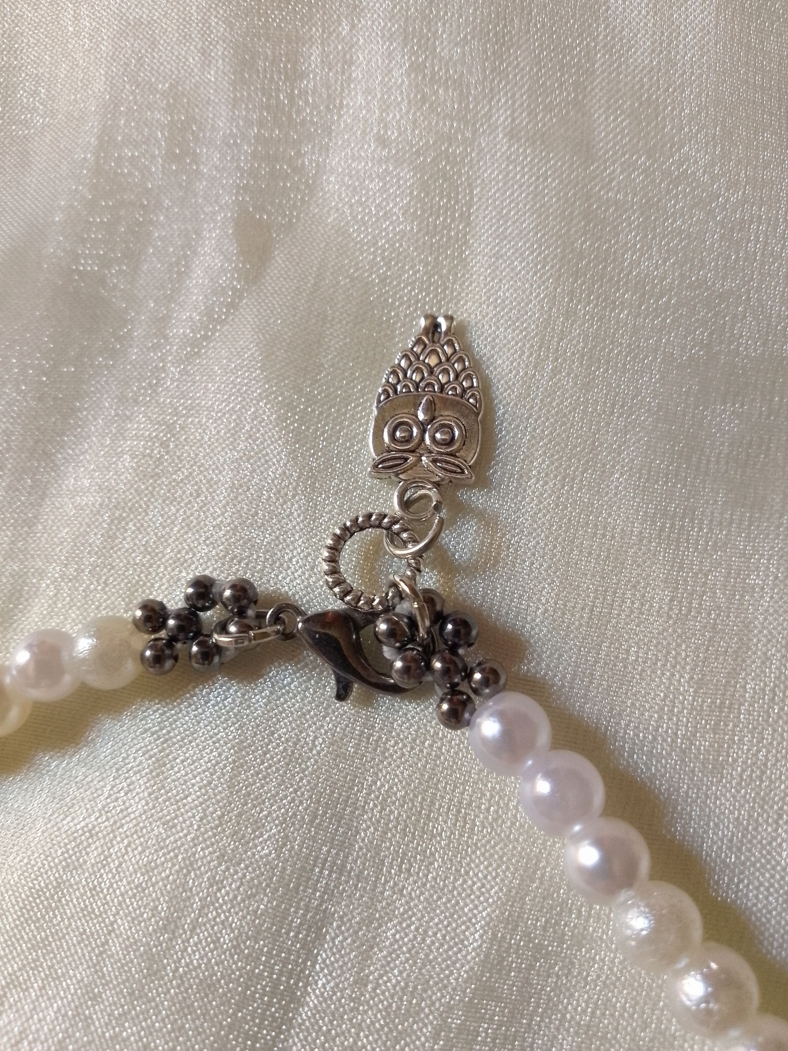 Handmade Choker Necklace Owl shaped with Freshwater pearls Size ONE SIZE - 10 Thumbnail