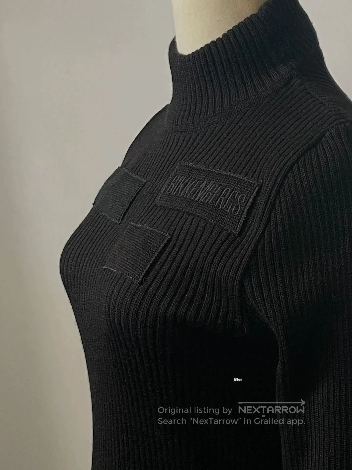 Dirk Bikkembergs Black Ribbed Turtleneck Sweater with Patch Details. Size US M / EU 48-50 / 2 - 3 Thumbnail