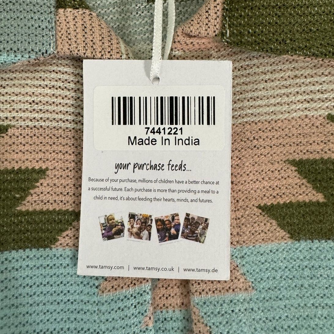Unknown London TAMSY Peach Olive Color Open Front Jacquard Jacket Women’s Size ONE SIZE - 5 Thumbnail