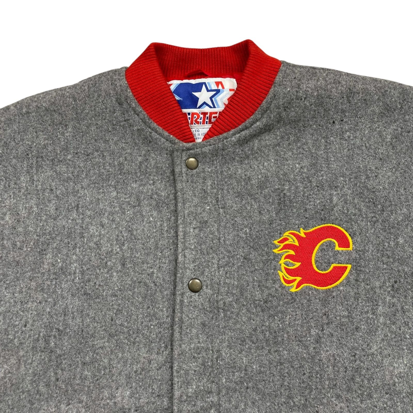 NHL RARE VTG 90s CALGARY FLAMES STARTER WOOL VARSITY JACKET XL Size US XL / EU 56 / 4 - 4 Thumbnail