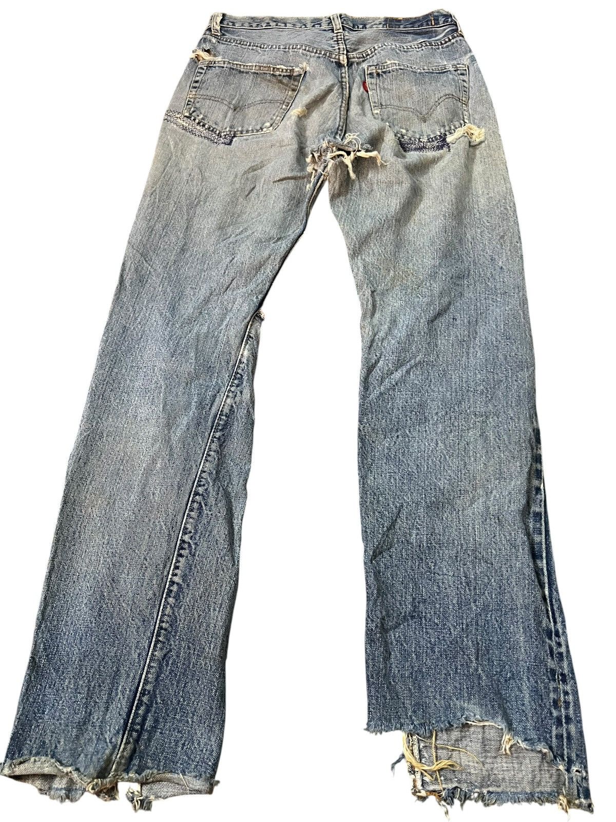 Levi's 70’s Distressed Thrashed Levis 501 Selvedge Rindem button#6 Size US 29 - 2 Thumbnail