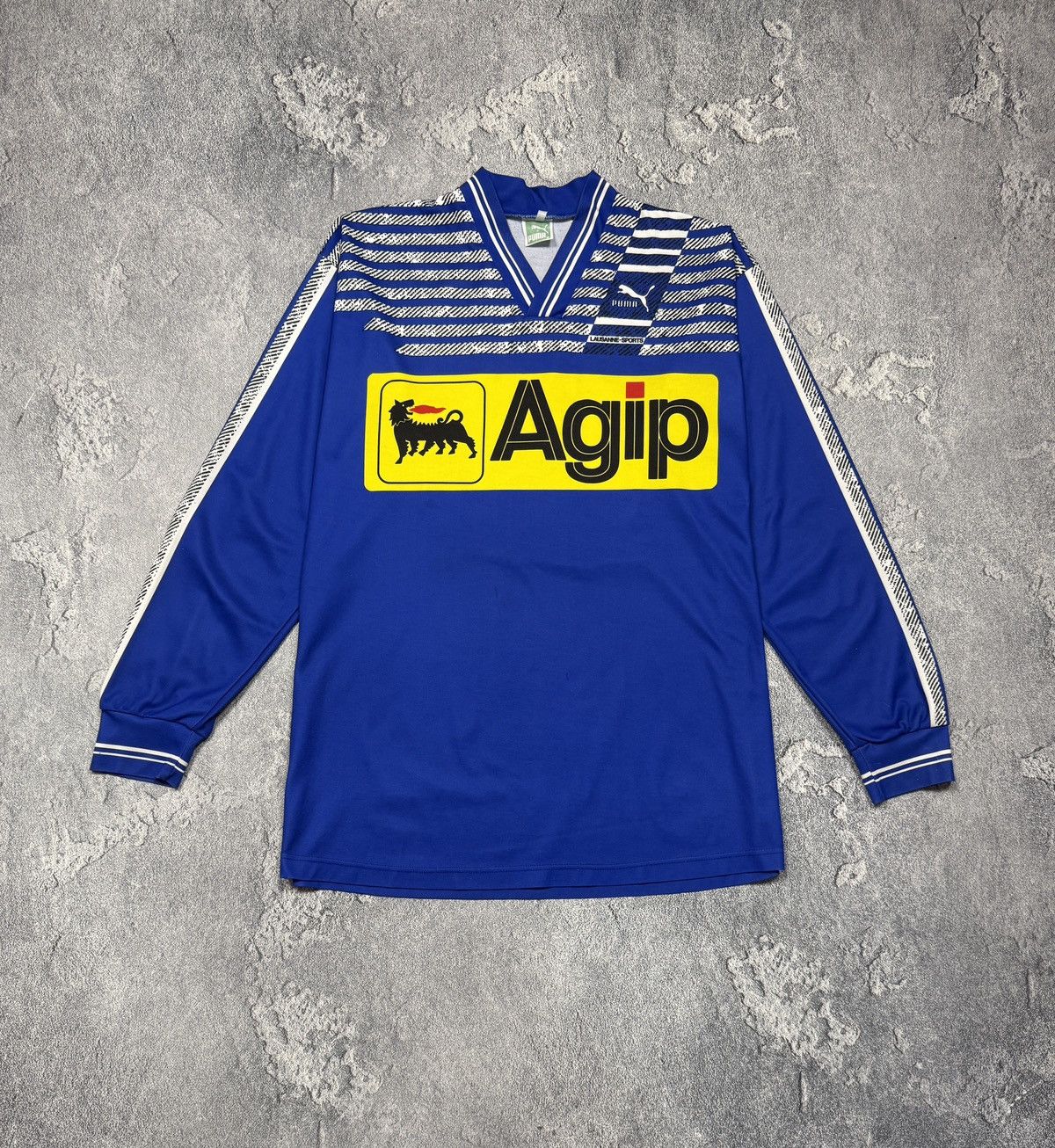 Puma Vintage 90s Puma Lausanne Sports Agip Long sleeve Size US XL / EU 56 / 4 - 1 Thumbnail