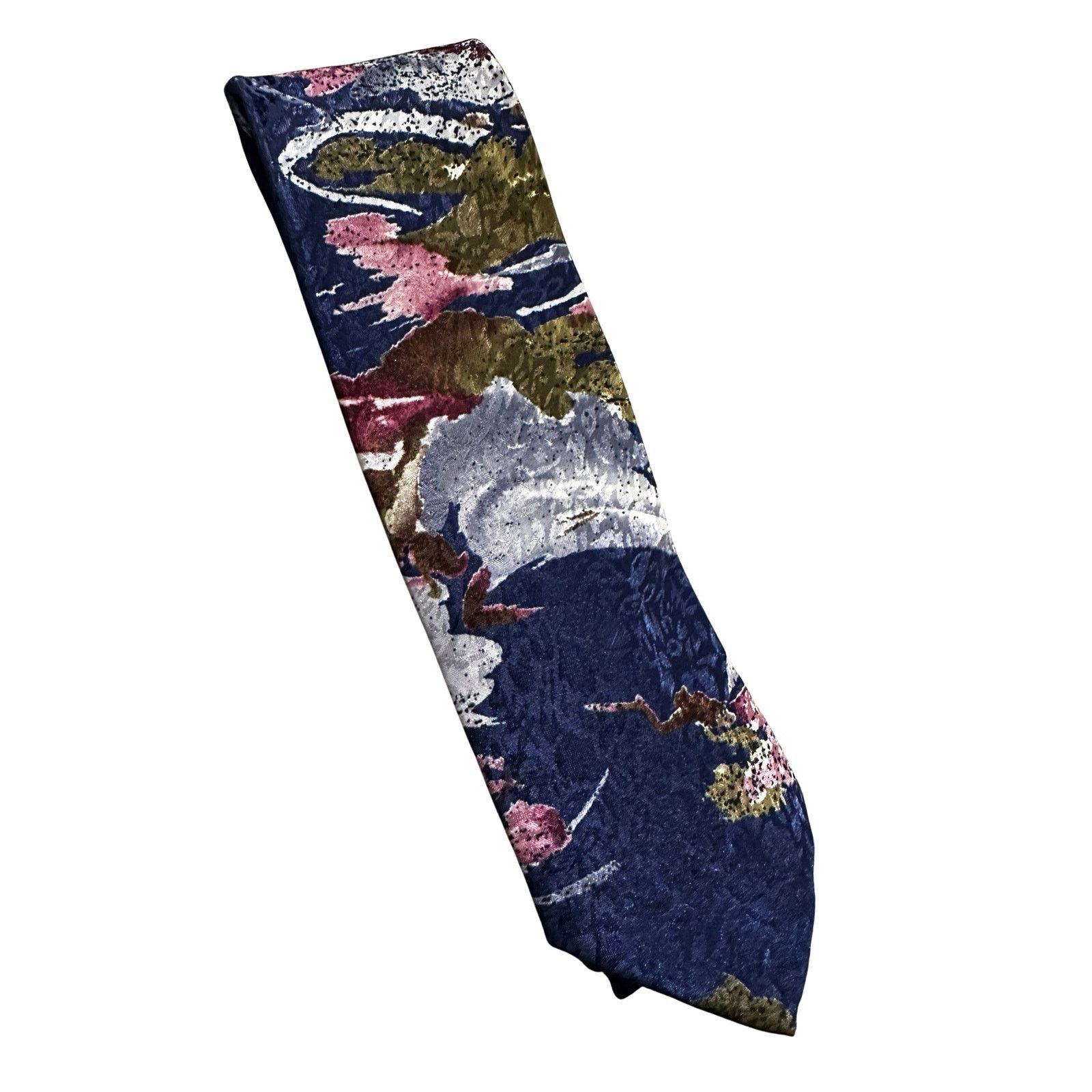 Vintage Vintage Cornerstone Navy Floral Silk Necktie Size ONE SIZE - 2 Thumbnail