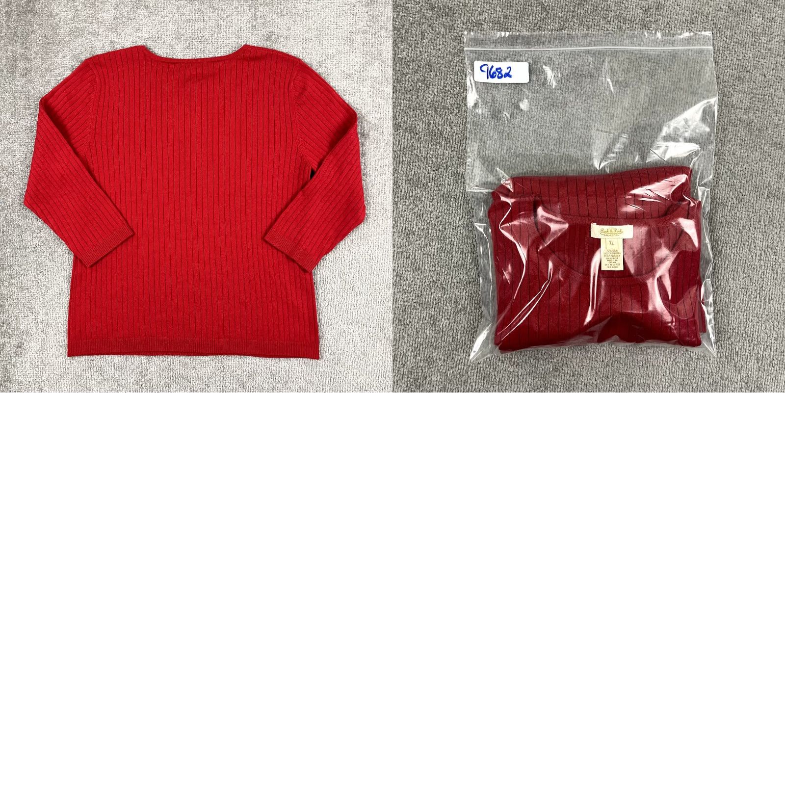 Vintage PECK & PECK Sweater Women XL Red Silk Cashmere Crew Neck 3/4 Pullover Size M / US 6-8 / IT 42-44 - 8 Thumbnail