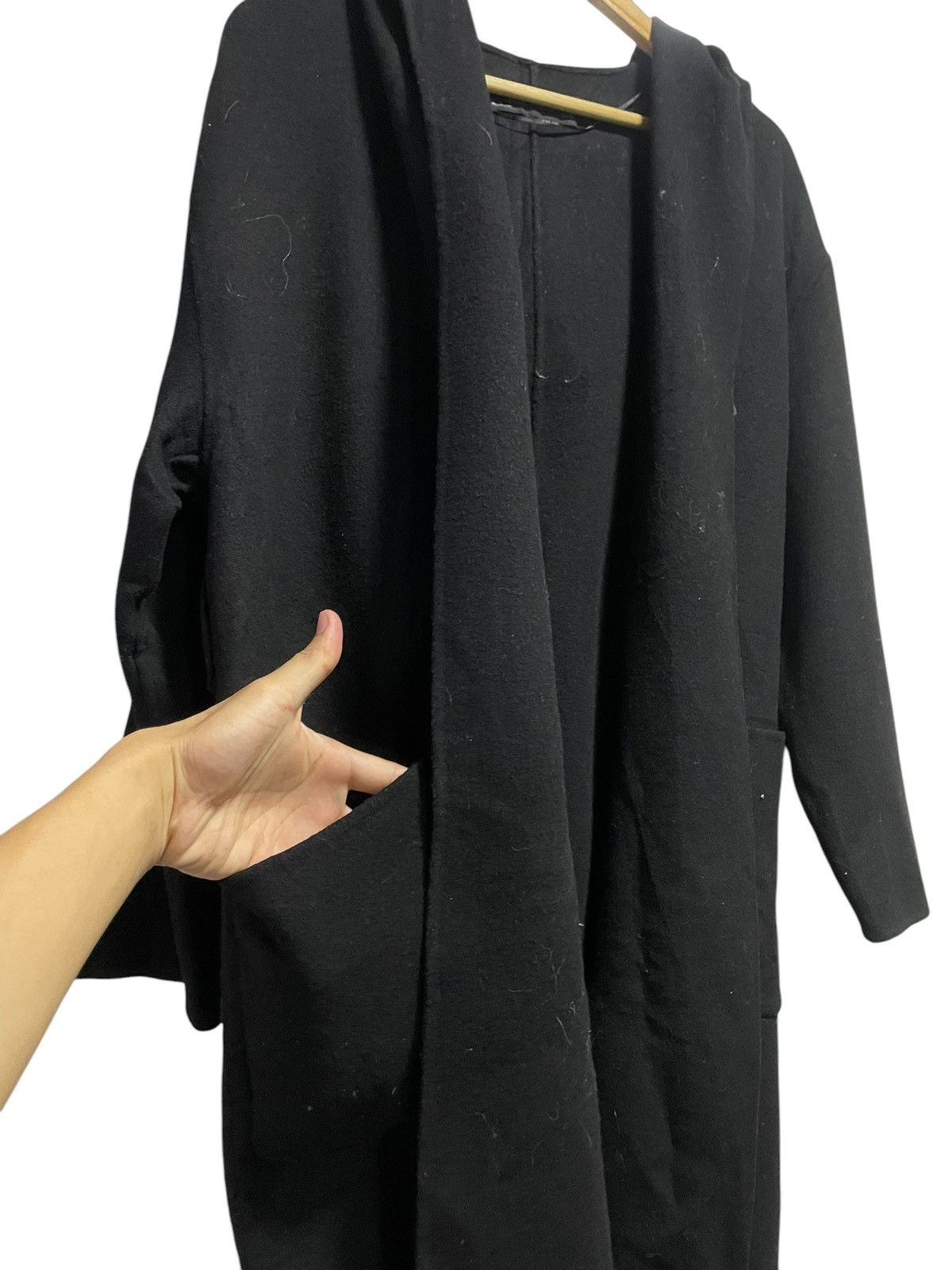 Designer × Vintage × Zara ZARA Basic Outerwear Wool Hooded Long Coat (106) Size XS / US 0-2 / IT 36-38 - 3 Thumbnail