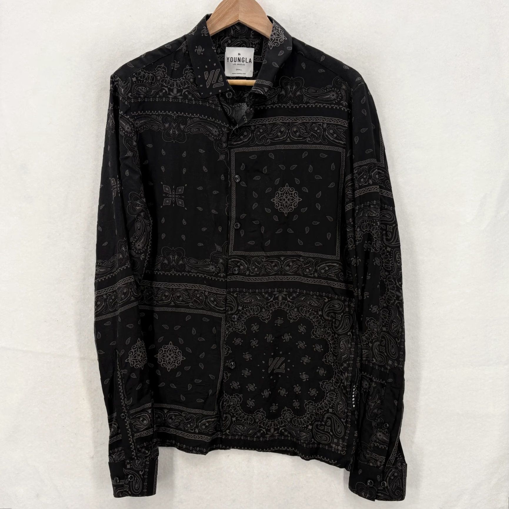 YoungLA VINTAGE? No. YoungLA Shirt Mens S Black Bandana Paisley Long Sleeve Button-Up Casual Gym Size US S / EU 44-46 / 1 - 2 Thumbnail