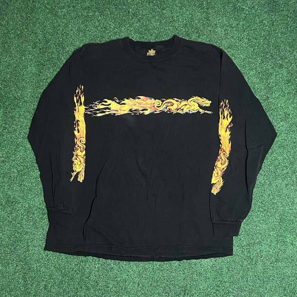 Vintage Y2K Flame Dragon Harley Style Long Sleeve T-Shirt Size US L / EU 52-54 / 3 - 2 Thumbnail