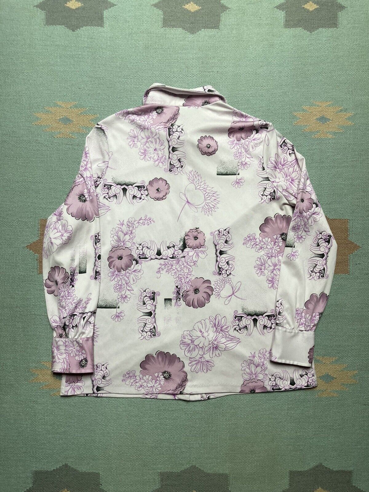 Vintage 70s polyester disco shirt ship n shore flowers dagger 40 Size L / US 10 / IT 46 - 5 Thumbnail