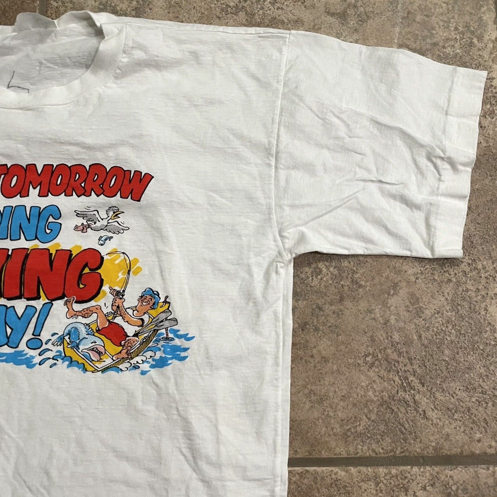 Vintage VINTAGE Fish Graphic T-Shirt Mens XL White Retro Fishing Tee Size US XL / EU 56 / 4 - 2 Thumbnail