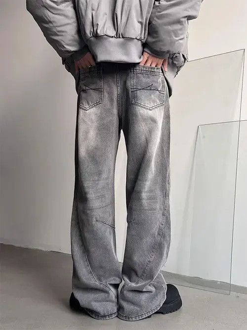 Jean High street Y2K washed smoky grey micro flare baggy jeans Size US 31 - 7 Thumbnail