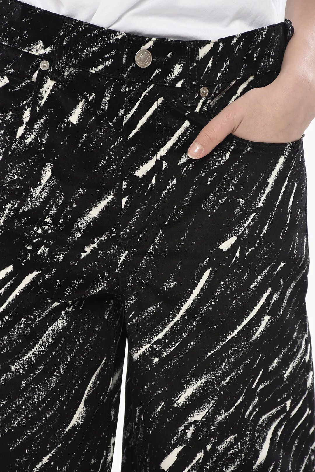 Marni og1mm0326 Flocked Cotton 5-Pocket Pant in Black & White Size 27" / US 4 / IT 40 - 3 Thumbnail