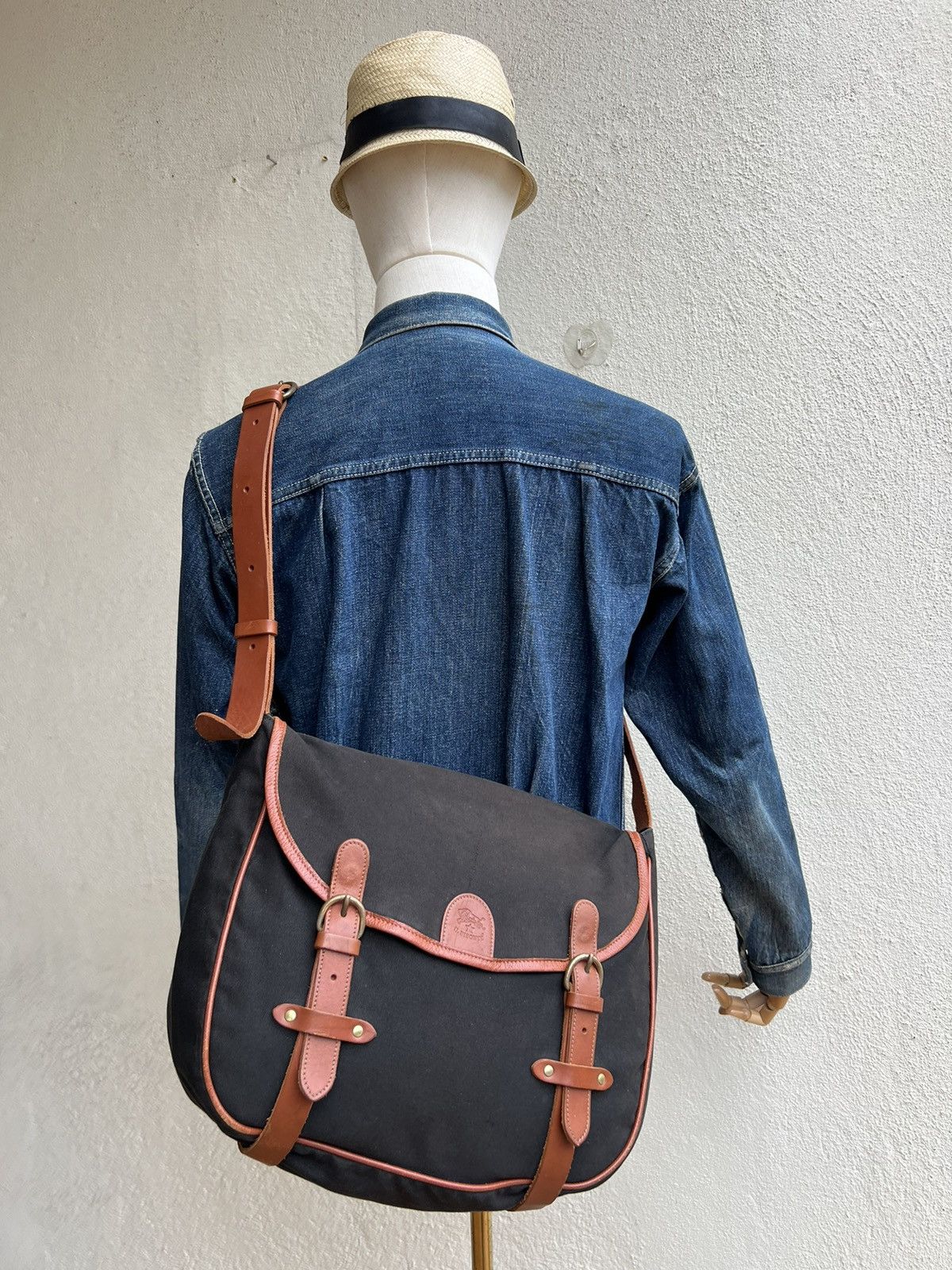 Il Bisonte × Leather Vintage il Bisonte Black Cotton Leather Messenger Bag Size ONE SIZE - 24 Thumbnail