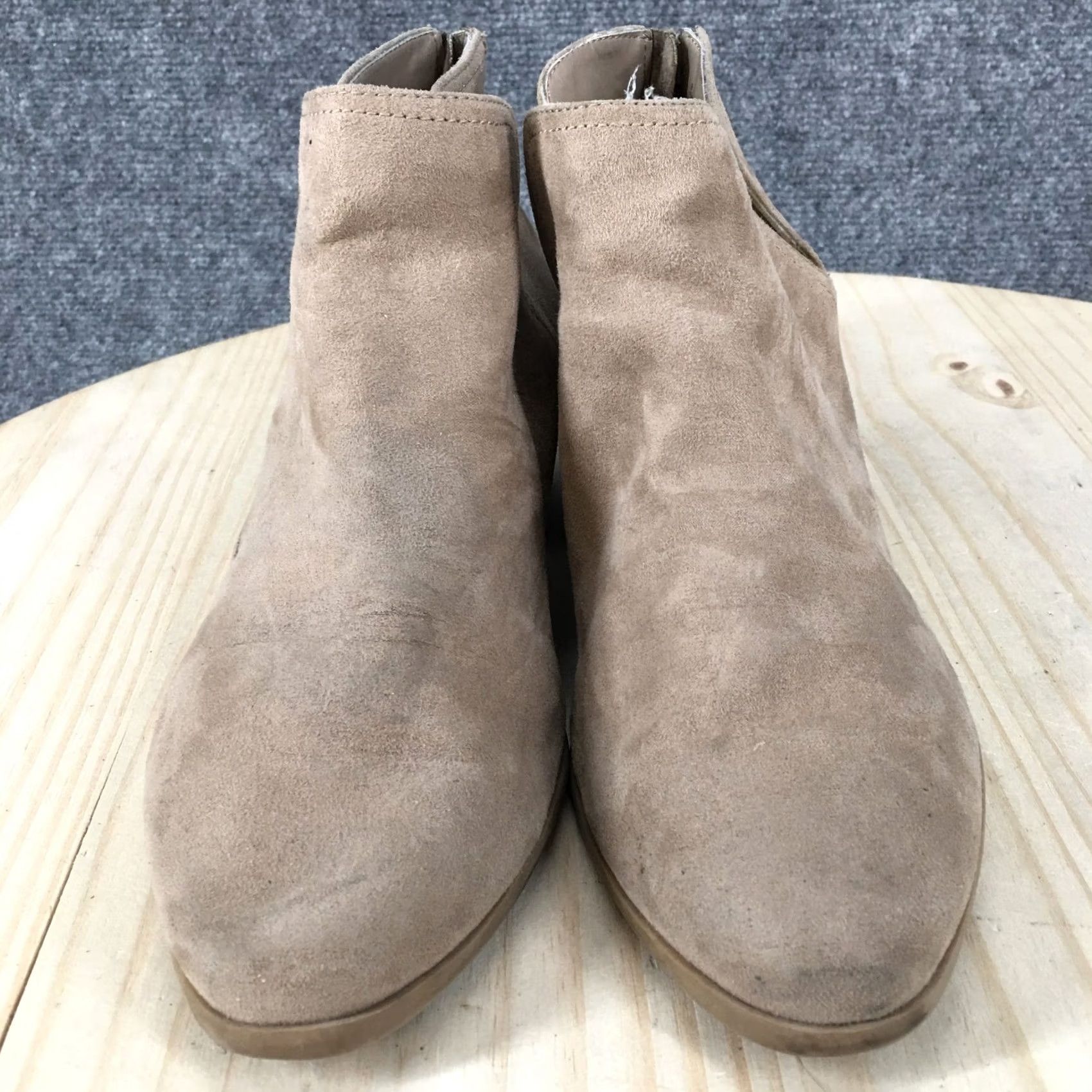 Express Express Boots Womens 9 Casual Back Zip Low Ankle Bootie Brown Fabric Heels Size US 9 / IT 39 - 4 Thumbnail