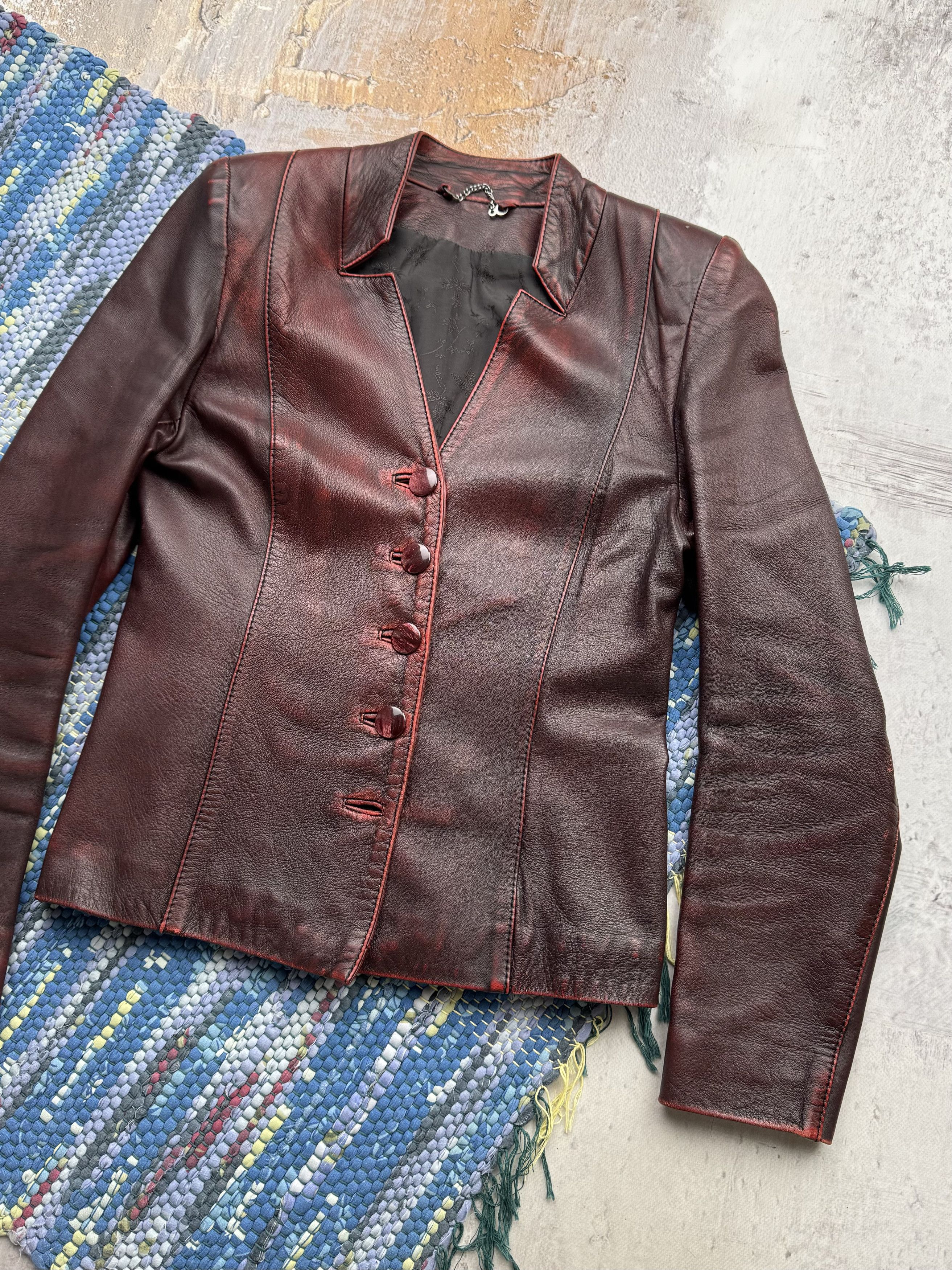 Vintage Vintage Faded Leather Jacket A89D15(467) Size S / US 4 / IT 40 - 3 Thumbnail