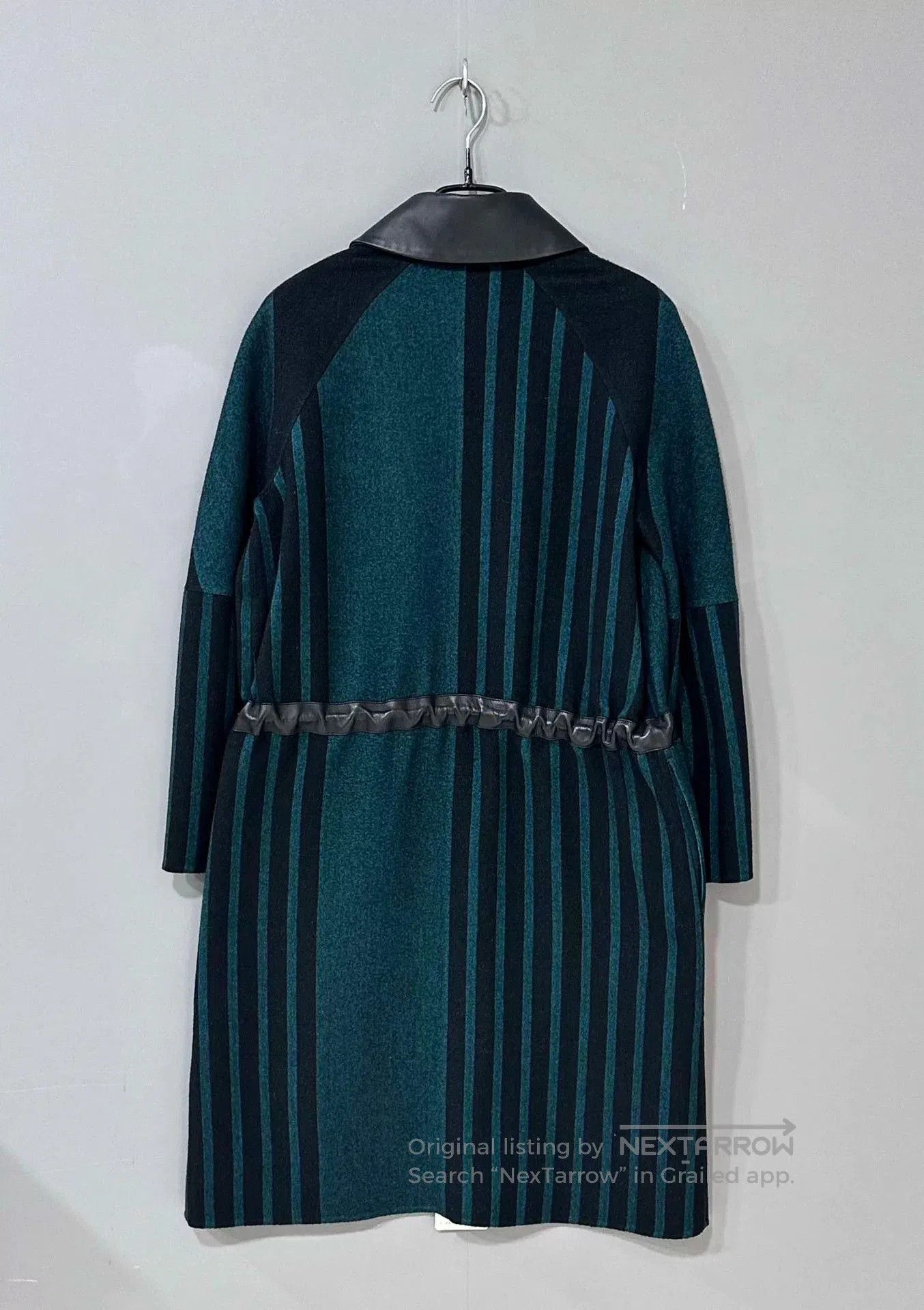 Hermes Striped Leather Trim Cashmere Coat. Size US XS / EU 42 / 0 - 3 Thumbnail