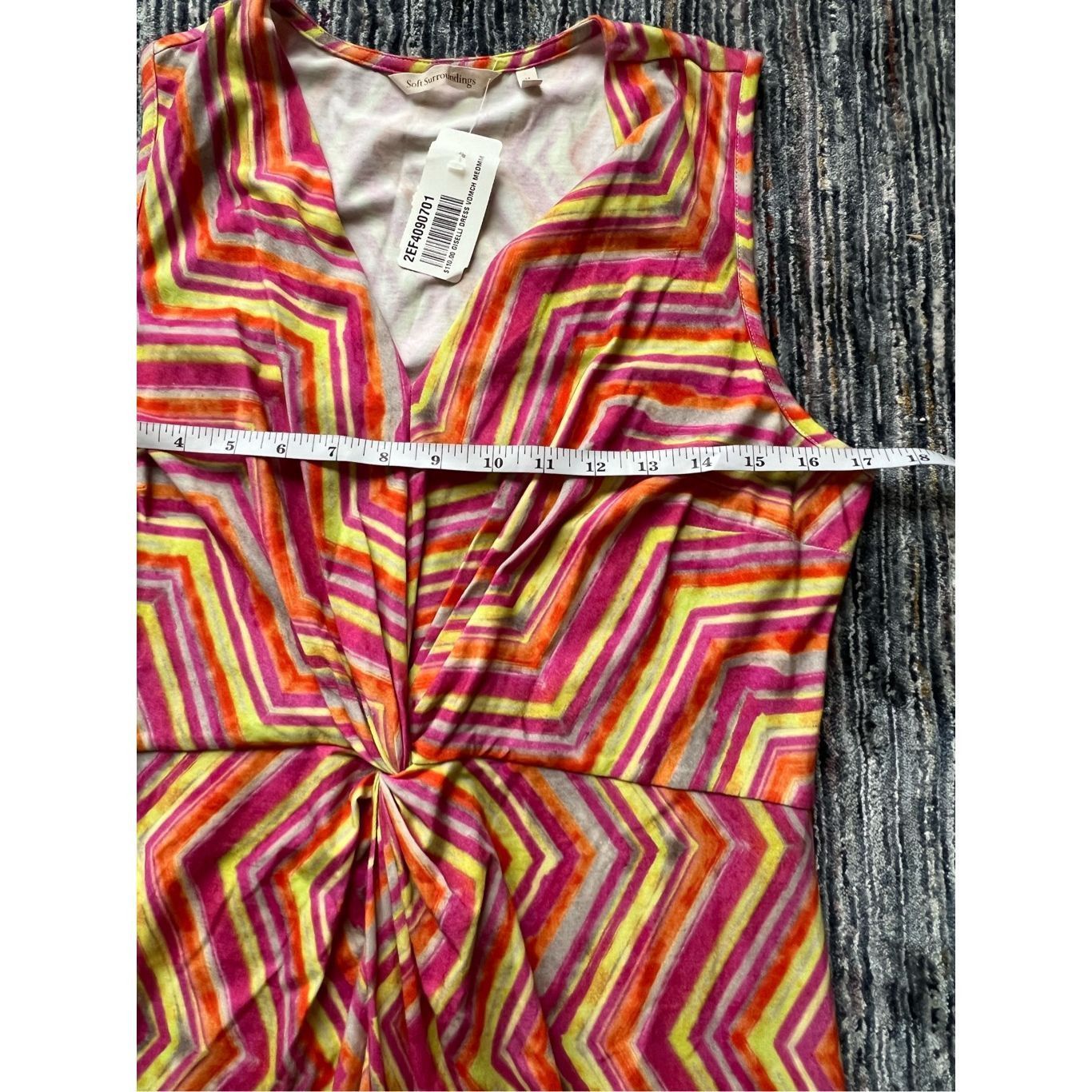 Soft Surroundings NWT Giselli Dress Sleeveless V-Neck Chevron Zigzag Size M