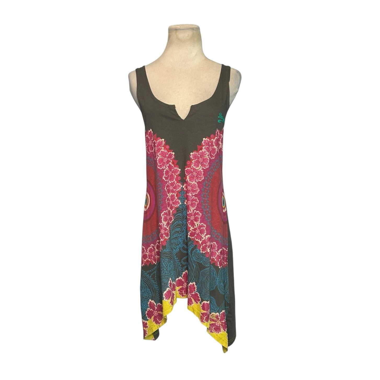 Desigual Desigual Green and Pink Asymmetrical Tunic Dress size Medium Size M / US 6-8 / IT 42-44 - 1 Thumbnail