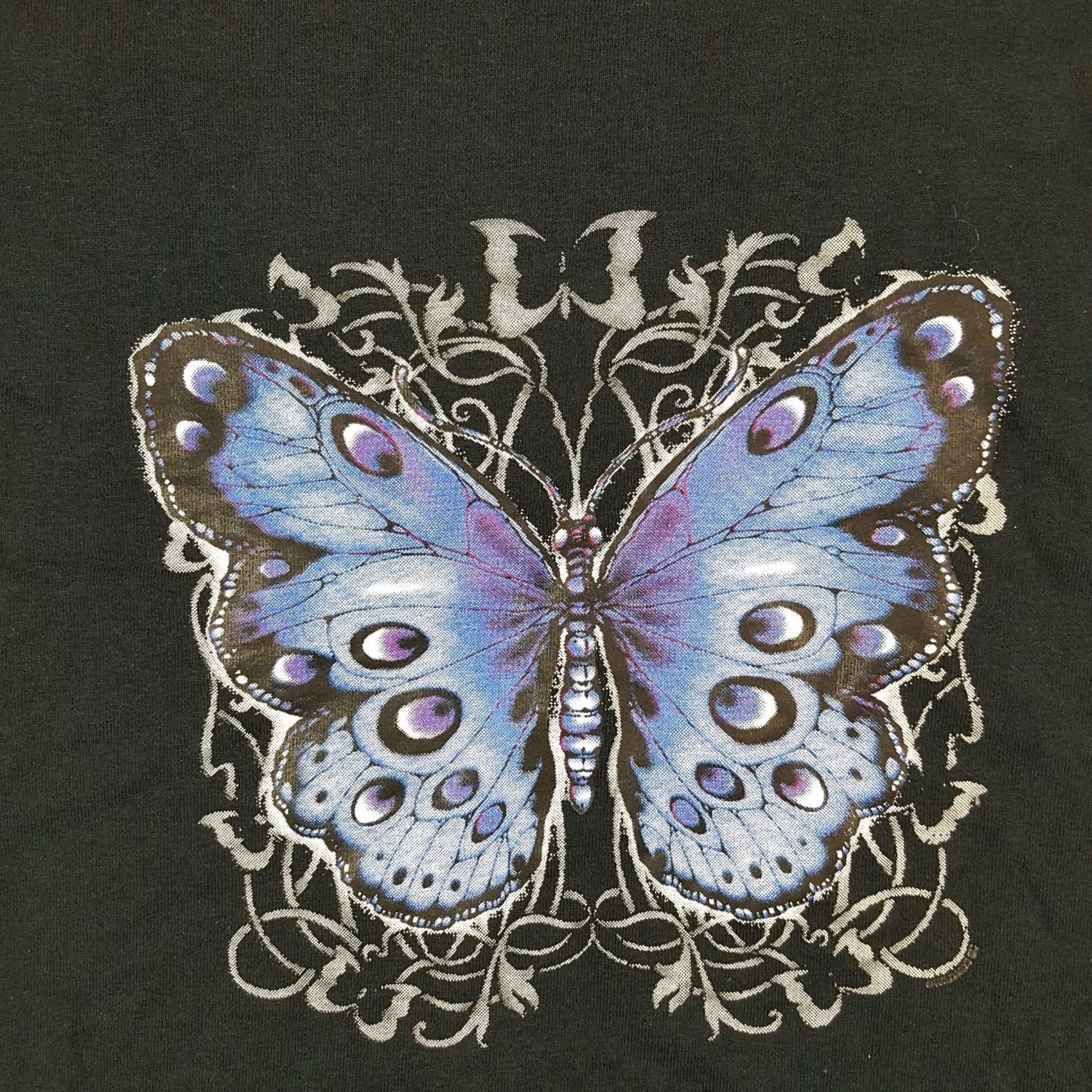 Gildan VINTAGE Y2K Butterfly Nature Women's M T-Shirt Black Cotton Gildan 90s Gothic Casual Short Sleeve Crew Neck Top Size M / US 6-8 / IT 42-44 - 3 Thumbnail