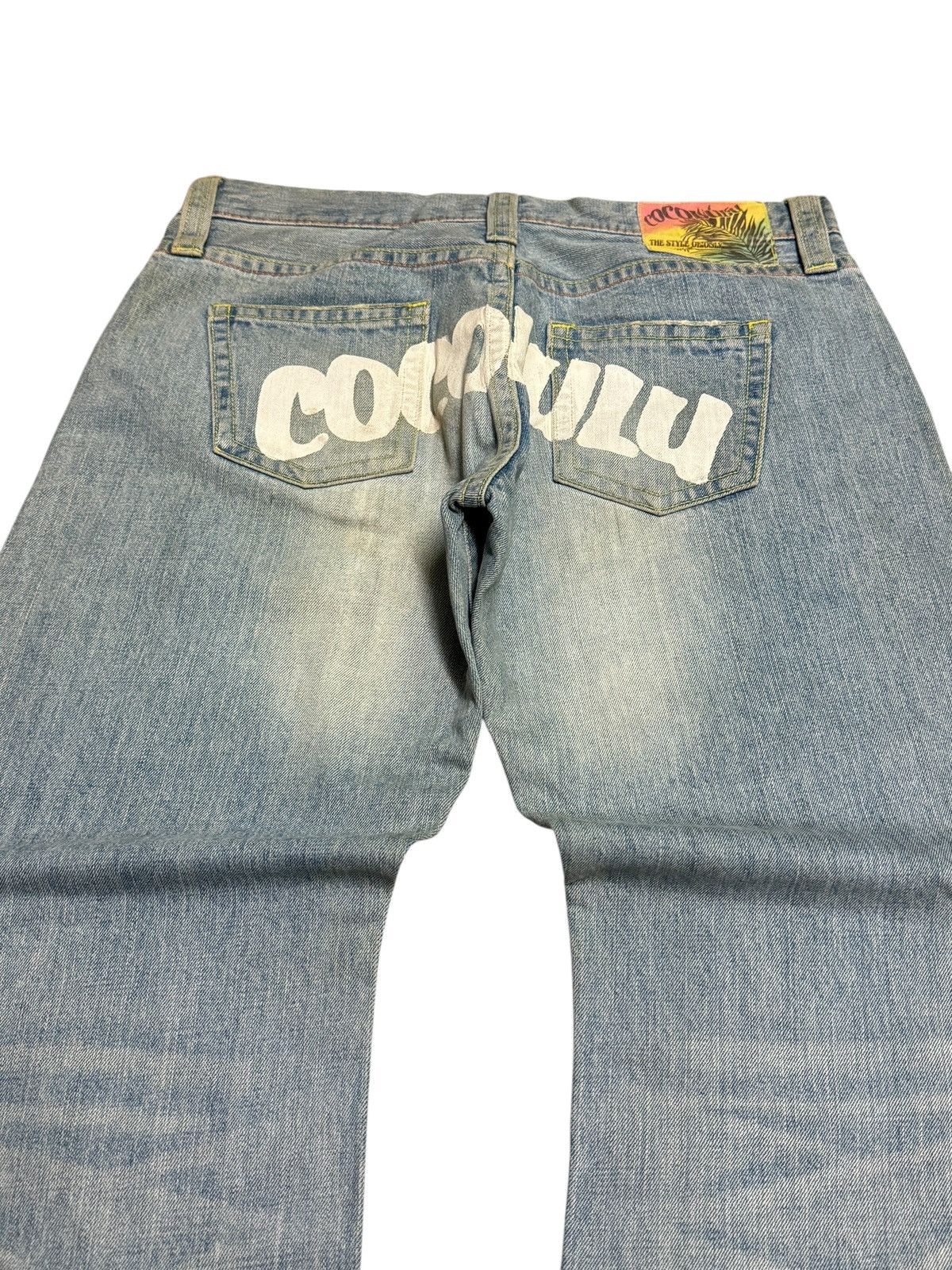 Japanese Brand COCOLULU Printed Washed Blue Yellow Stitching Daicock Denim Size US 34 / EU 50 - 11 Thumbnail