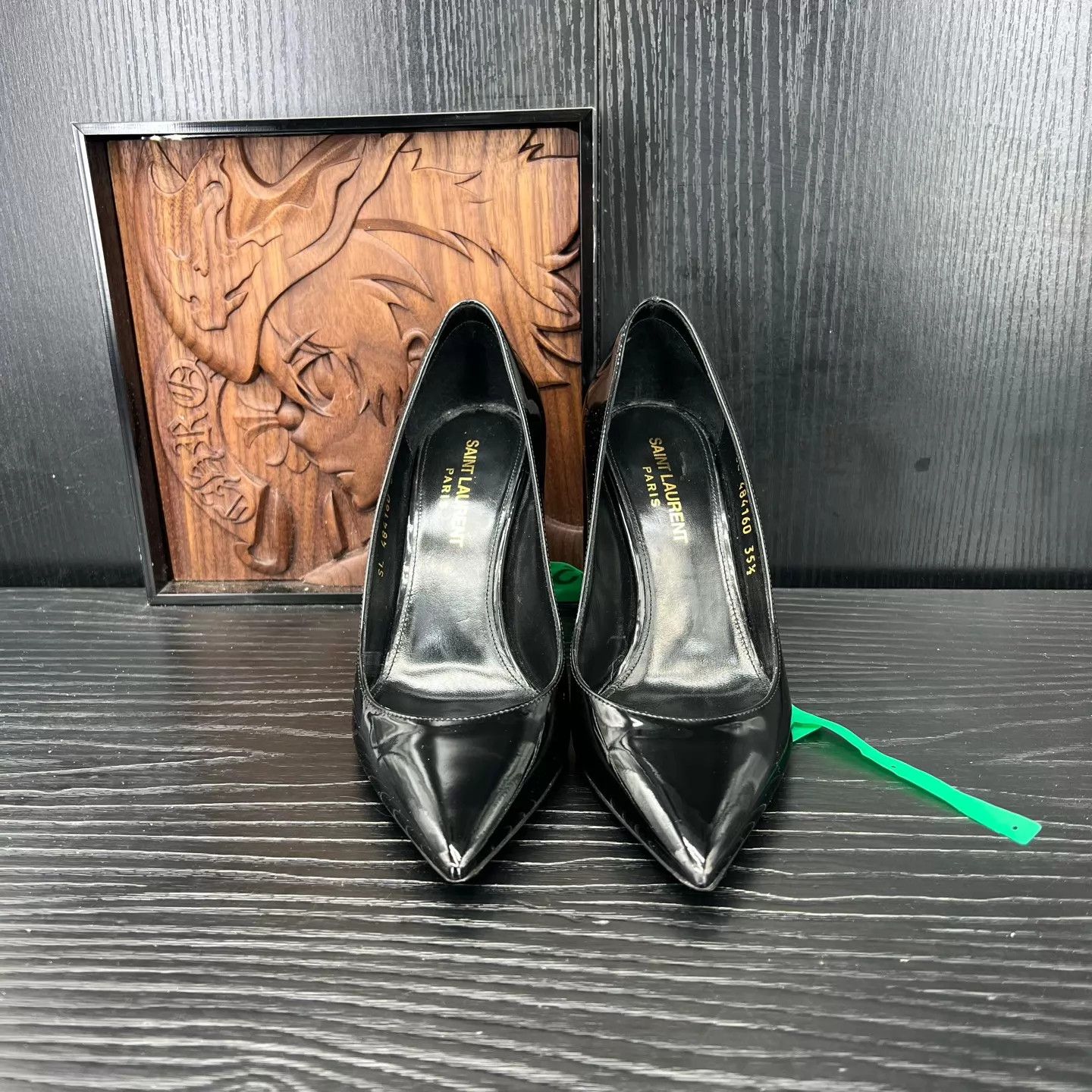 Yves Saint Laurent YSL Opyum Black & Gold Heels Women 35.5 Tried On Size US 5 / IT 35 - 4 Thumbnail