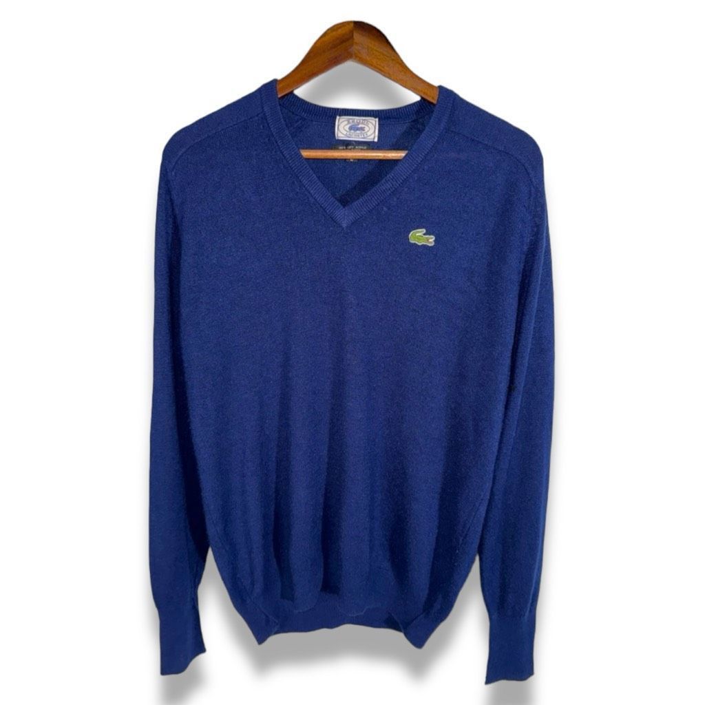 Lacoste 80s Navy Lacoste Alligator V-Neck Sweater Size L Size US L / EU 52-54 / 3 - 1 Thumbnail