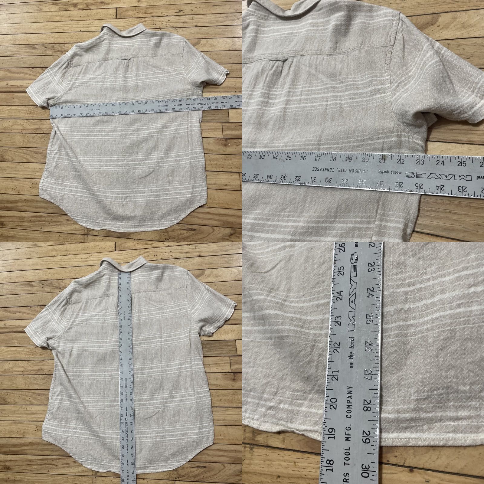 Lucky Brand LUCKY BRAND Linen Shirt Men XL Tan Beige Stripe Western Button-Up Shirt Size US XL / EU 56 / 4 - 8 Thumbnail