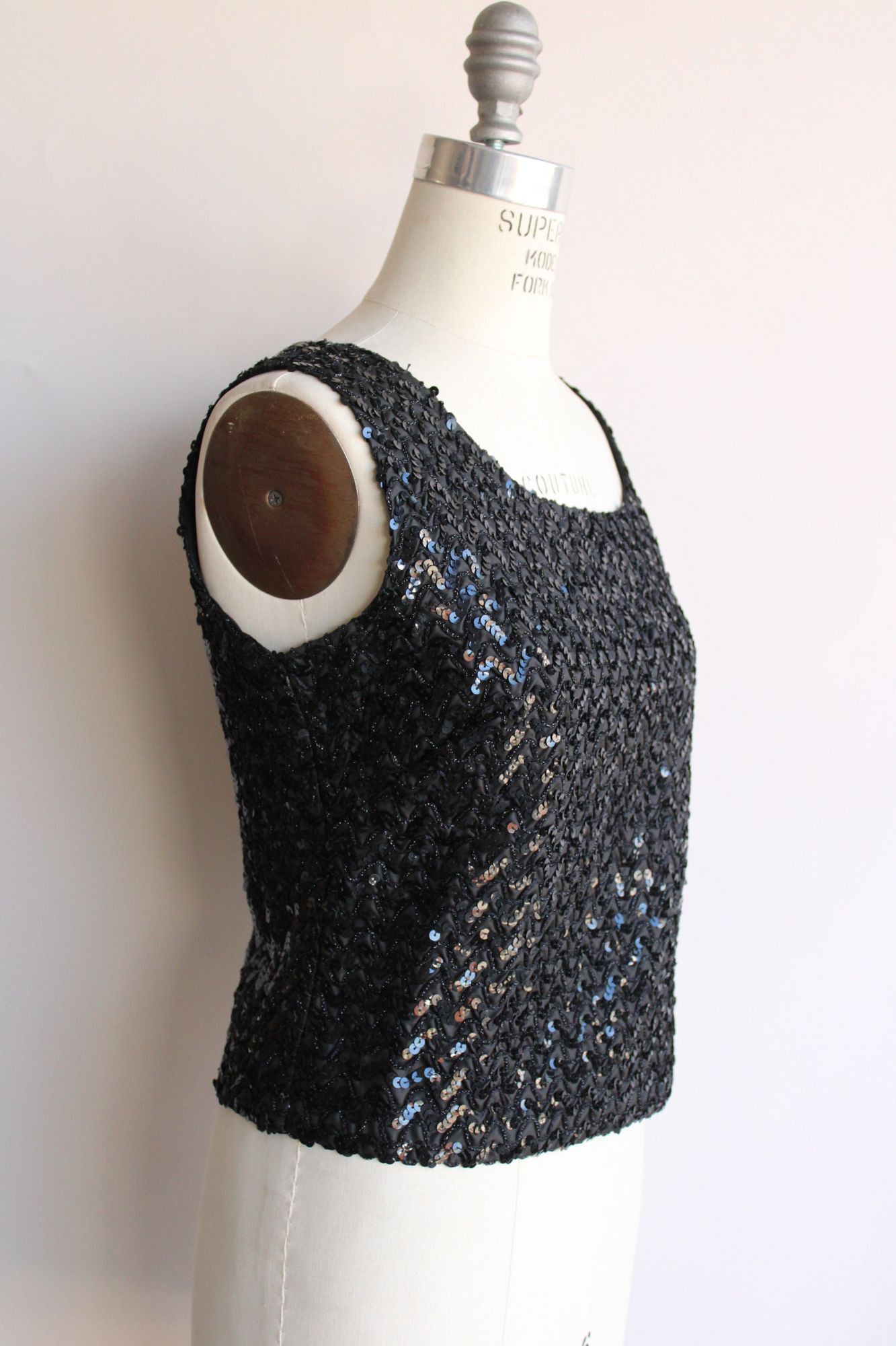 Vintage Vintage 1960s Top, Sequinned Blouse, Beaded Shirt Size L / US 10 / IT 46 - 6 Thumbnail