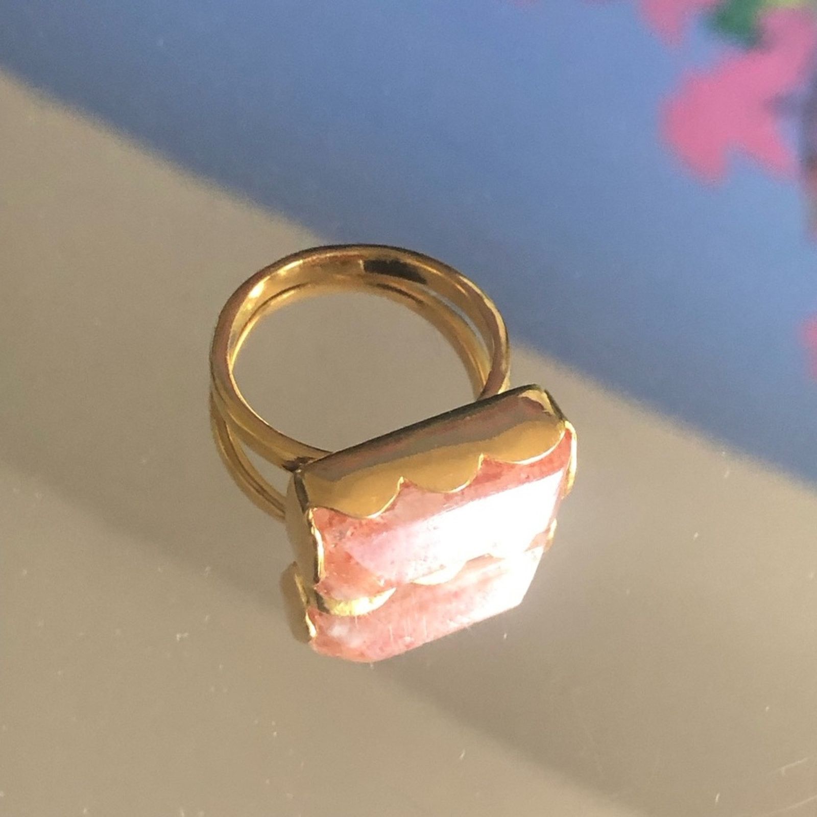 Jewelry Handcrafted 18kt 925 vermeil strawberry quartz ring 8.5 Size ONE SIZE - 3 Thumbnail